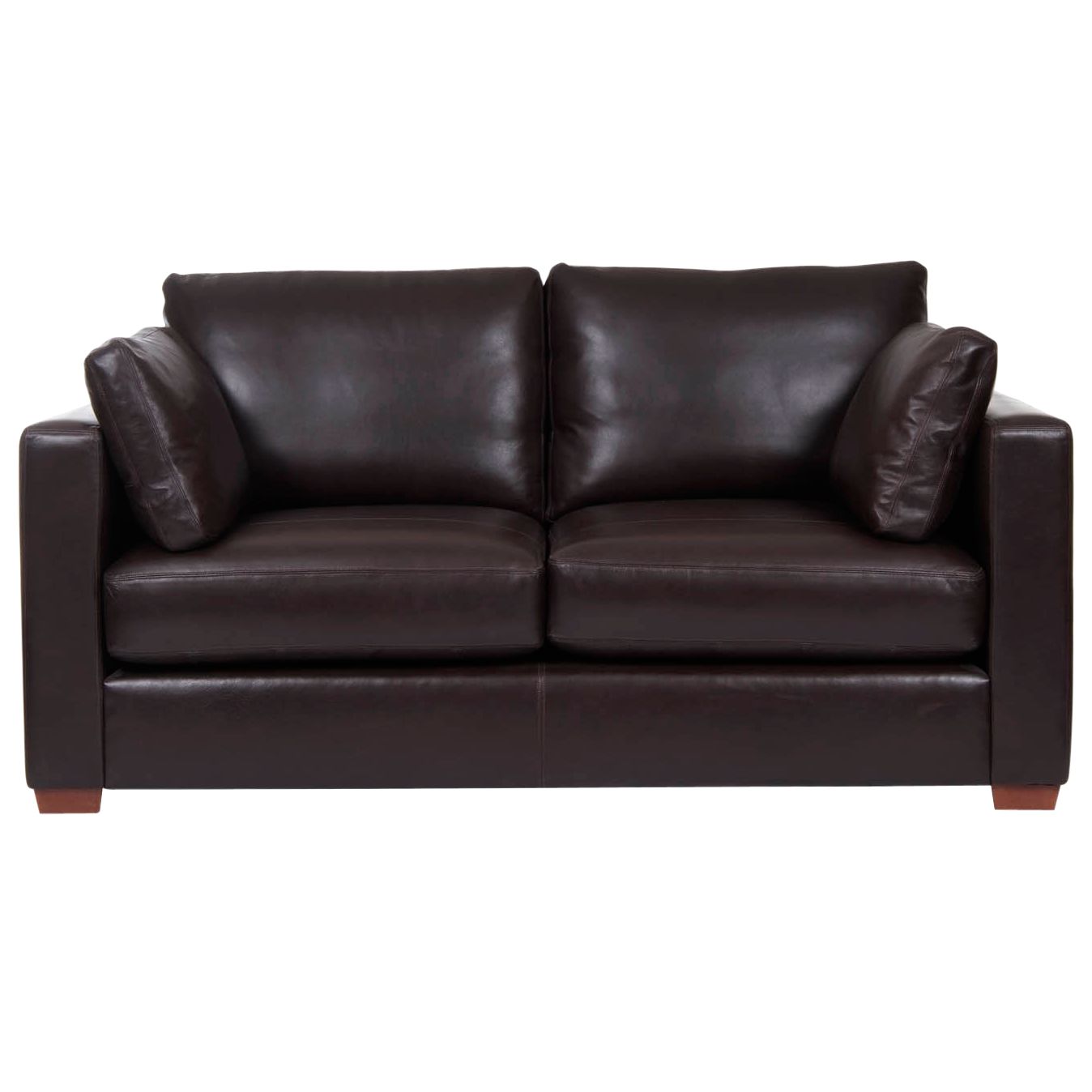 John Lewis Options Standard Slim Arm Medium Leather Sofa, Chocolate at John Lewis