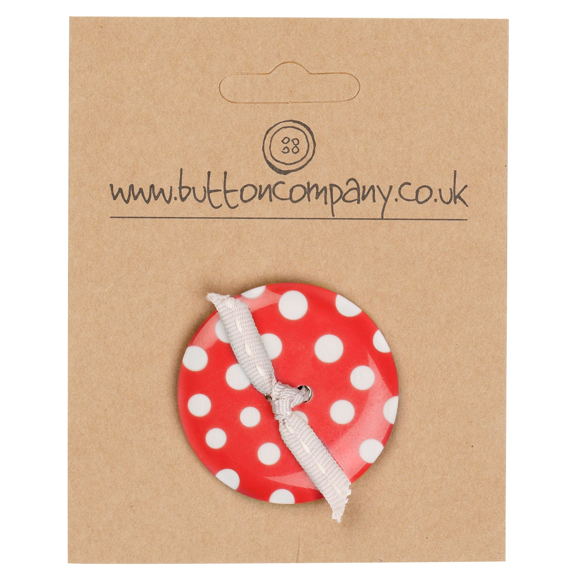 The Button Company Large Spot Button Card, Red