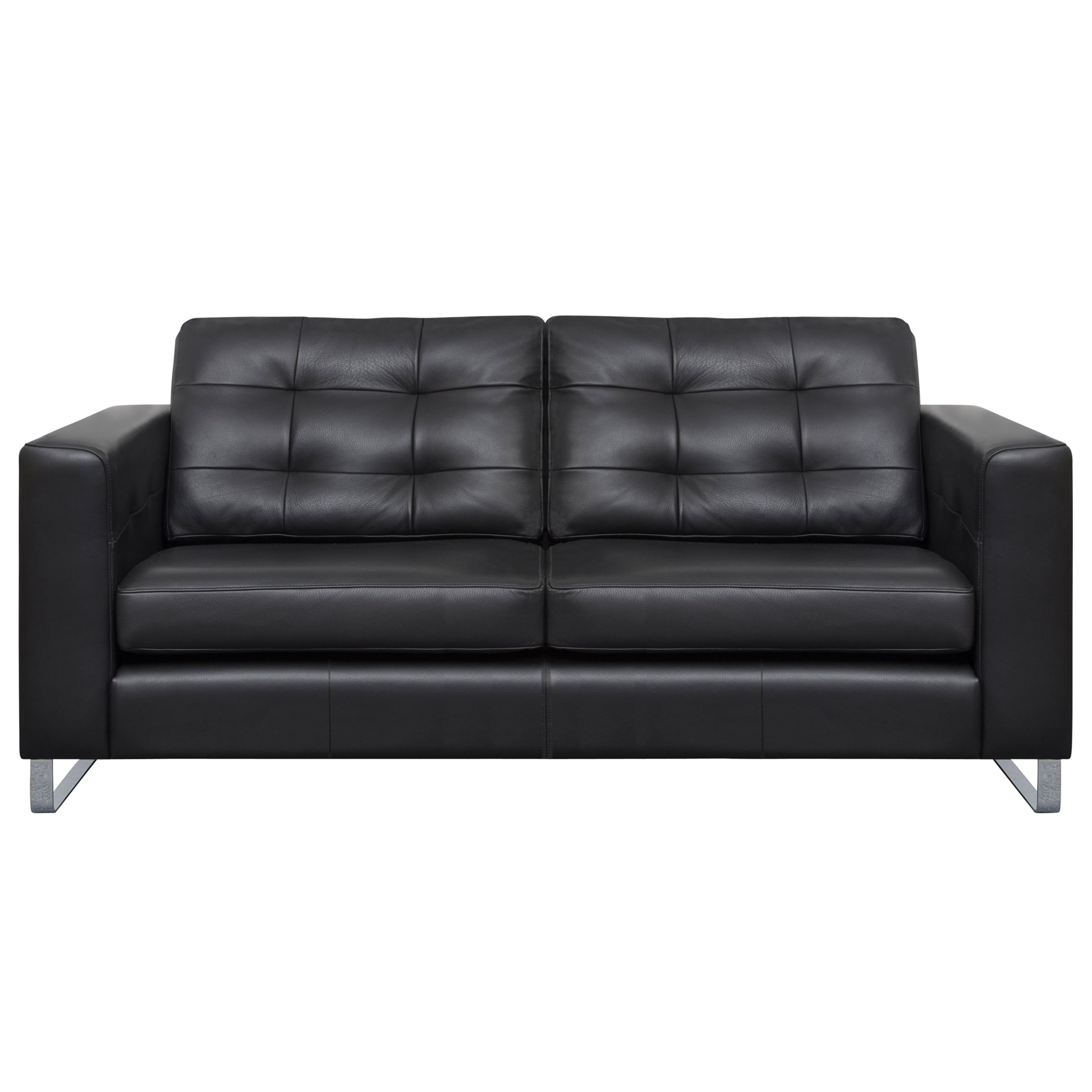 John Lewis Cadenza Large Leather Sofa, Black at JohnLewis