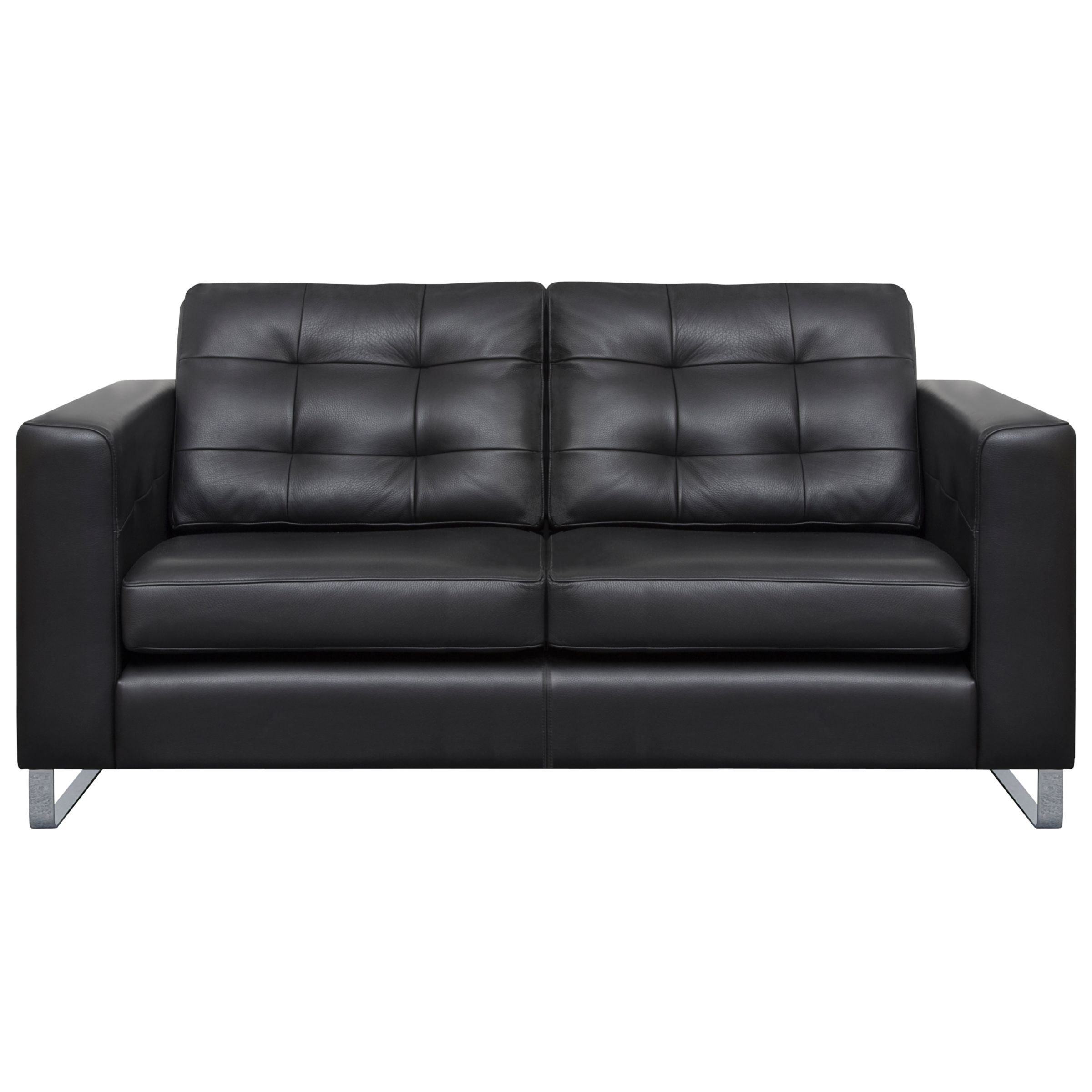 John Lewis Cadenza Medium Leather Sofa, Black at John Lewis