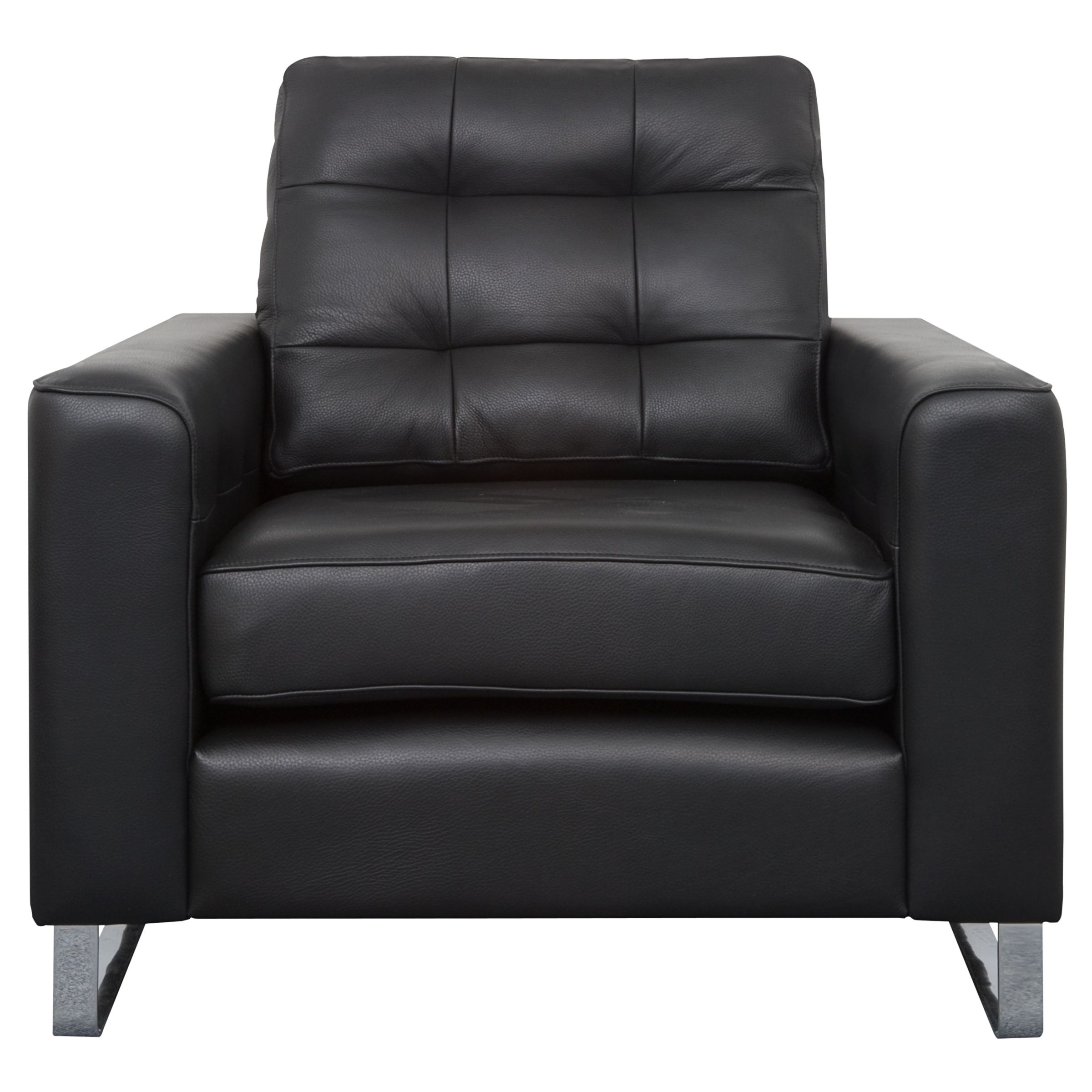 John Lewis Cadenza Leather Armchair, Black at John Lewis