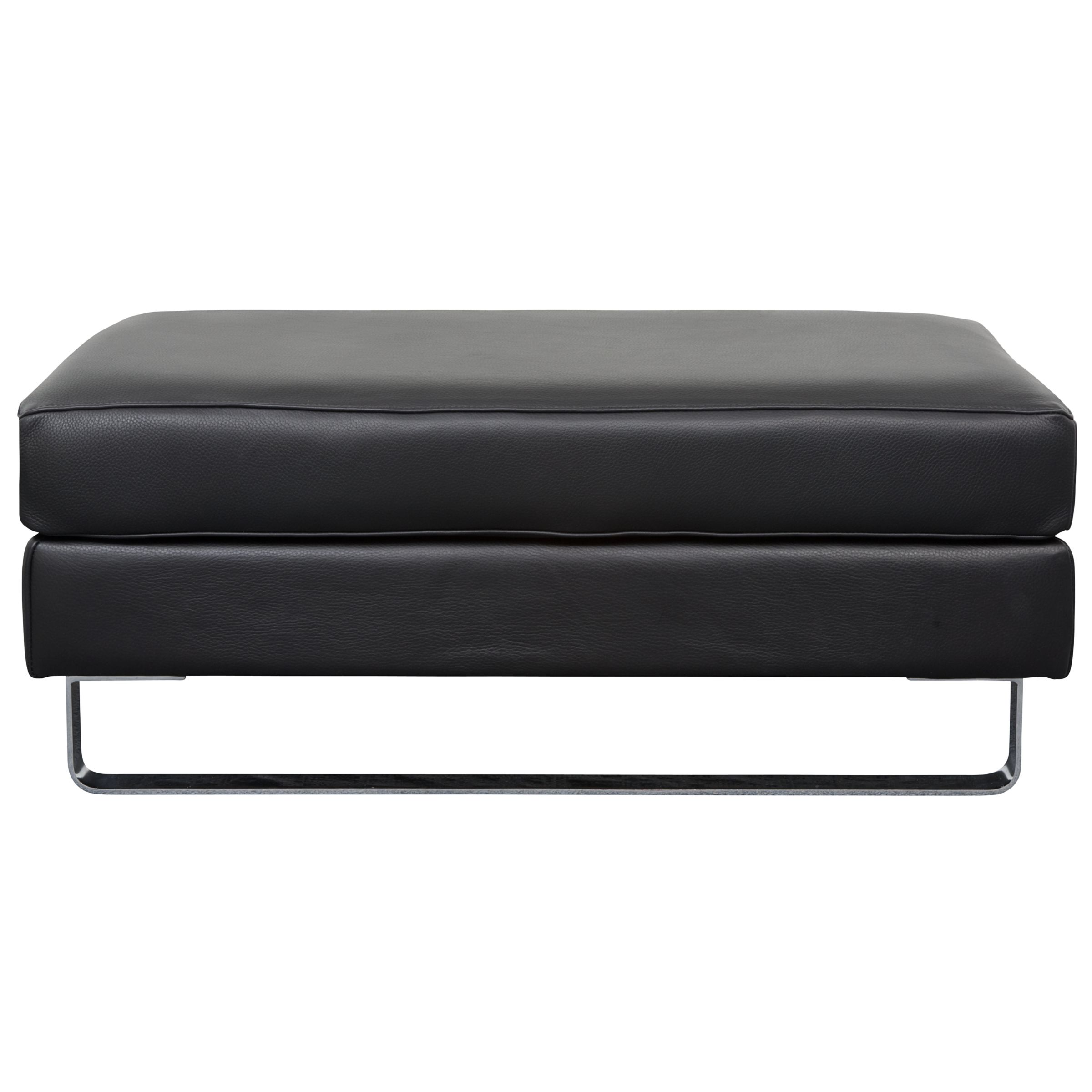 John Lewis Cadenza Leather Footstool, Black at John Lewis