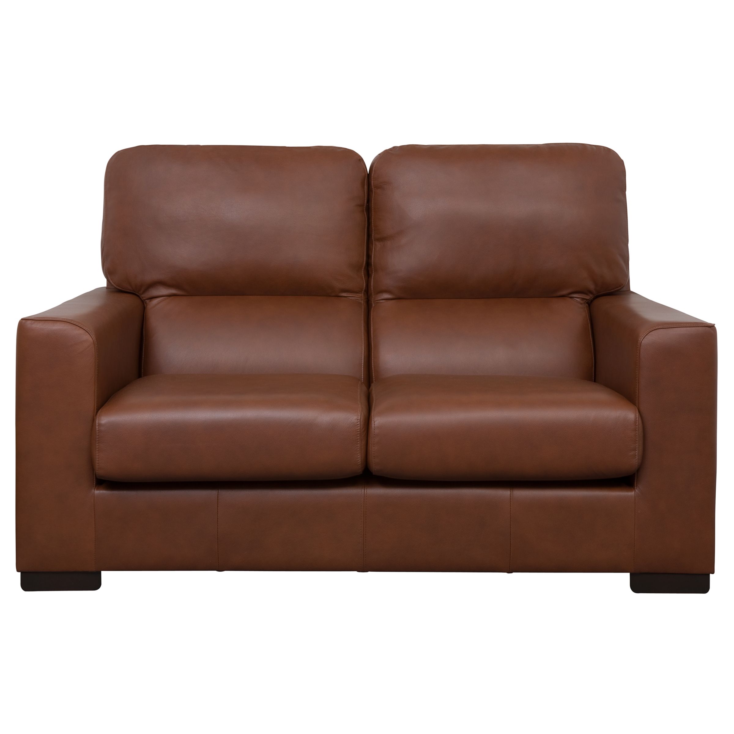 John Lewis Cassandra Small Leather Sofa, Caramel at John Lewis