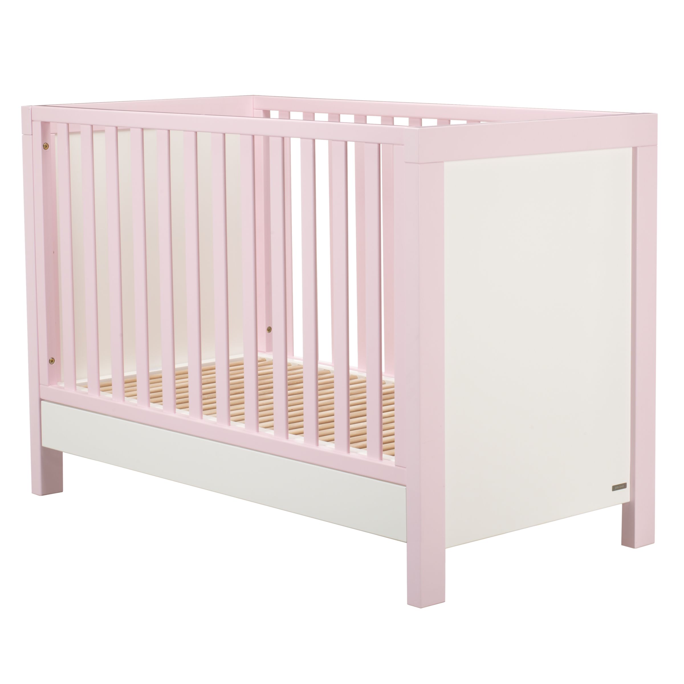 John Lewis Olivia Cot with Drawer, White/Pink at JohnLewis