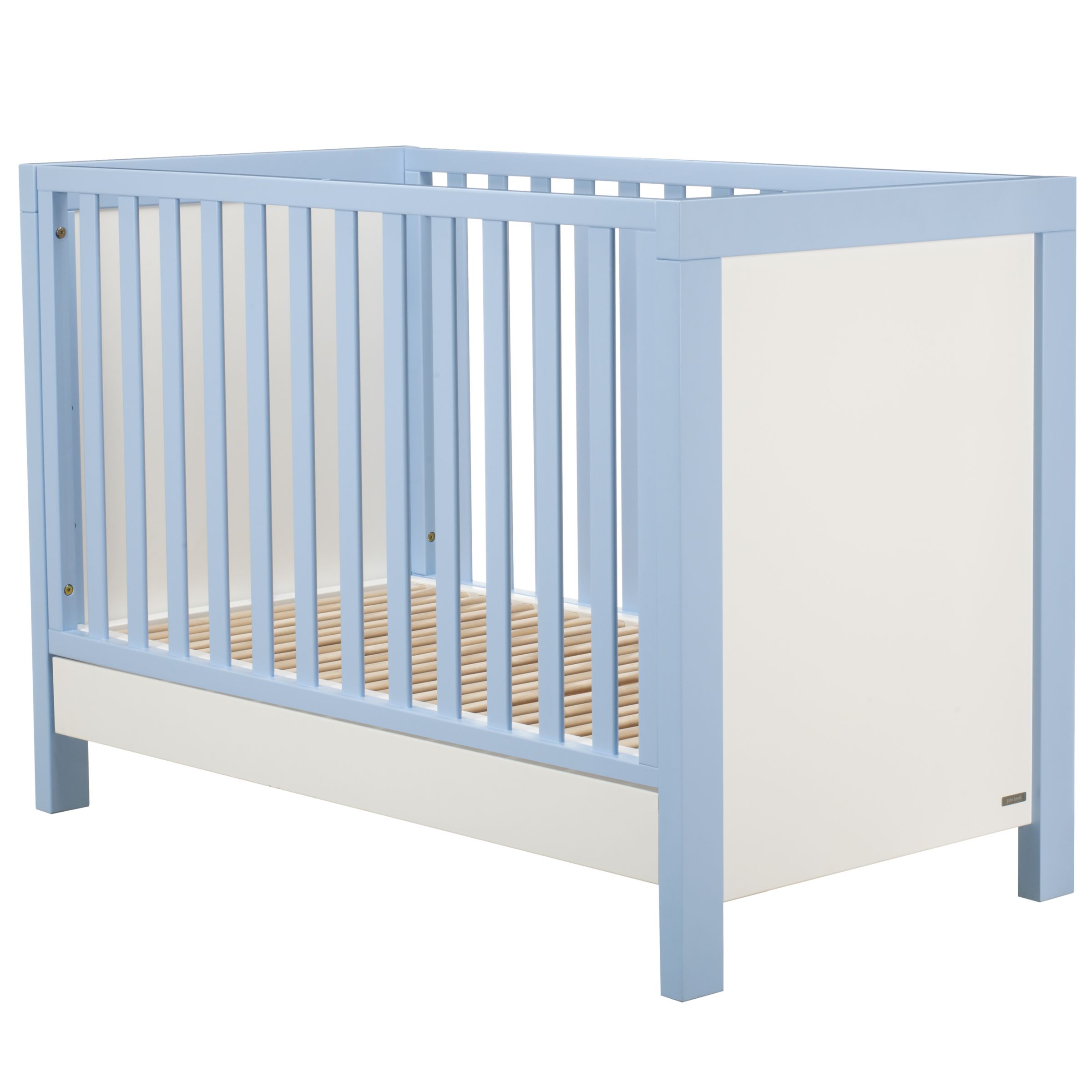 John Lewis Olivia Cot with Drawer, White/Blue at JohnLewis