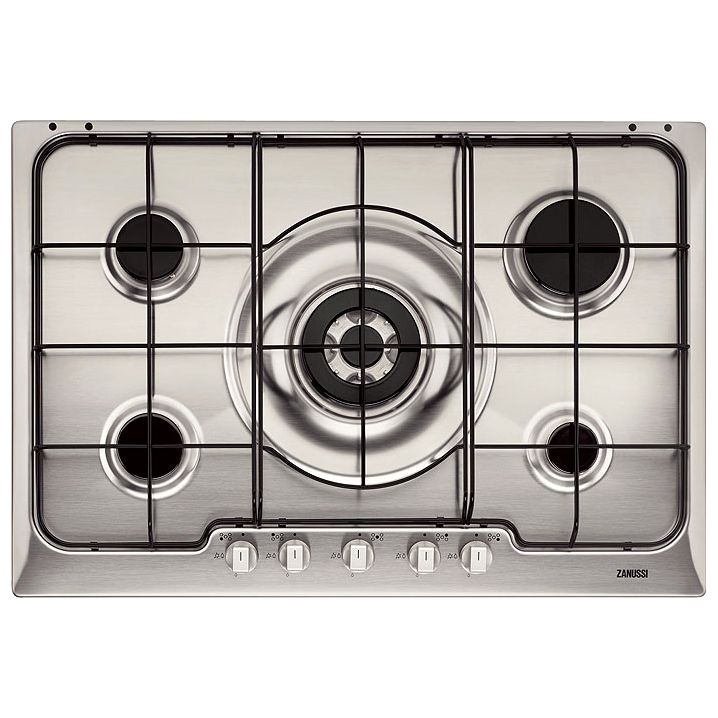 Zanussi ZGF780ITX Gas Hob, Stainless Steel at John Lewis