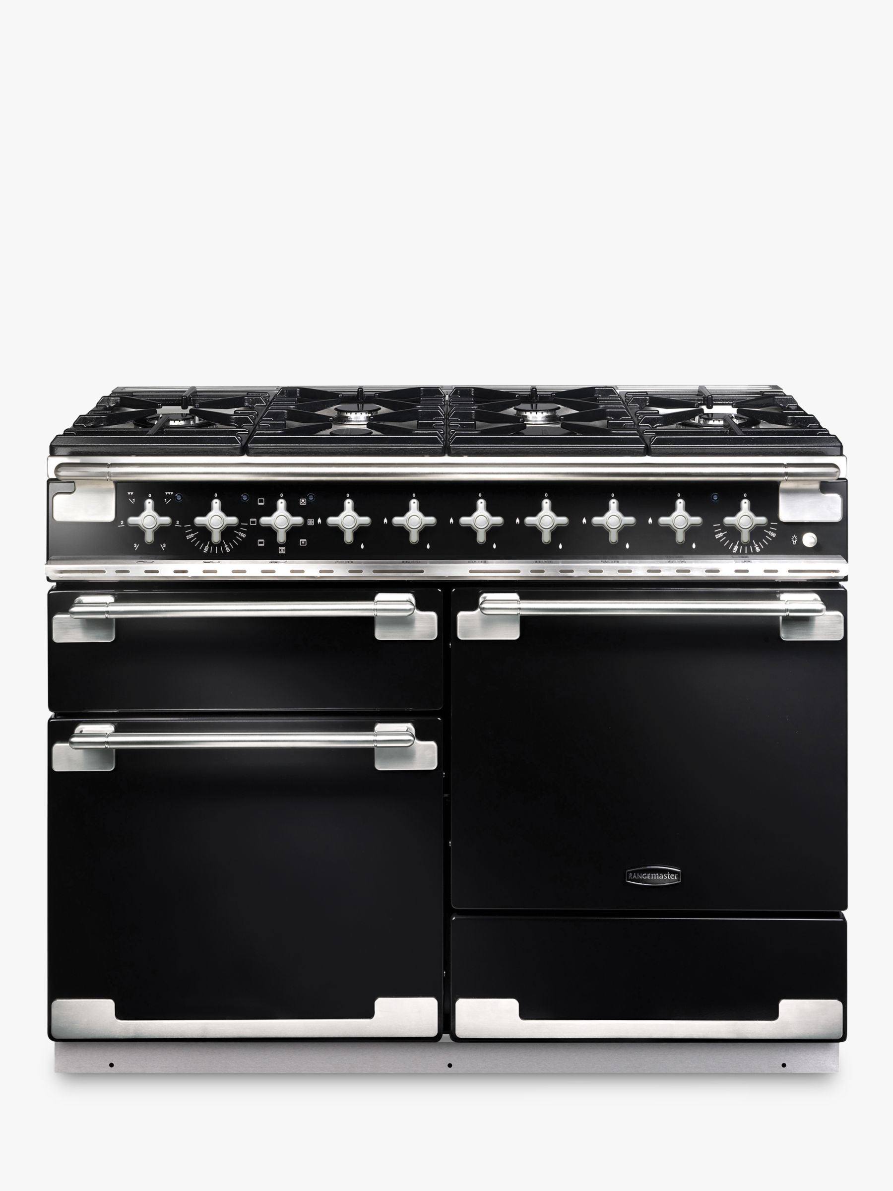 Rangemaster Elise 110 Dual Fuel Cooker, Black at John Lewis