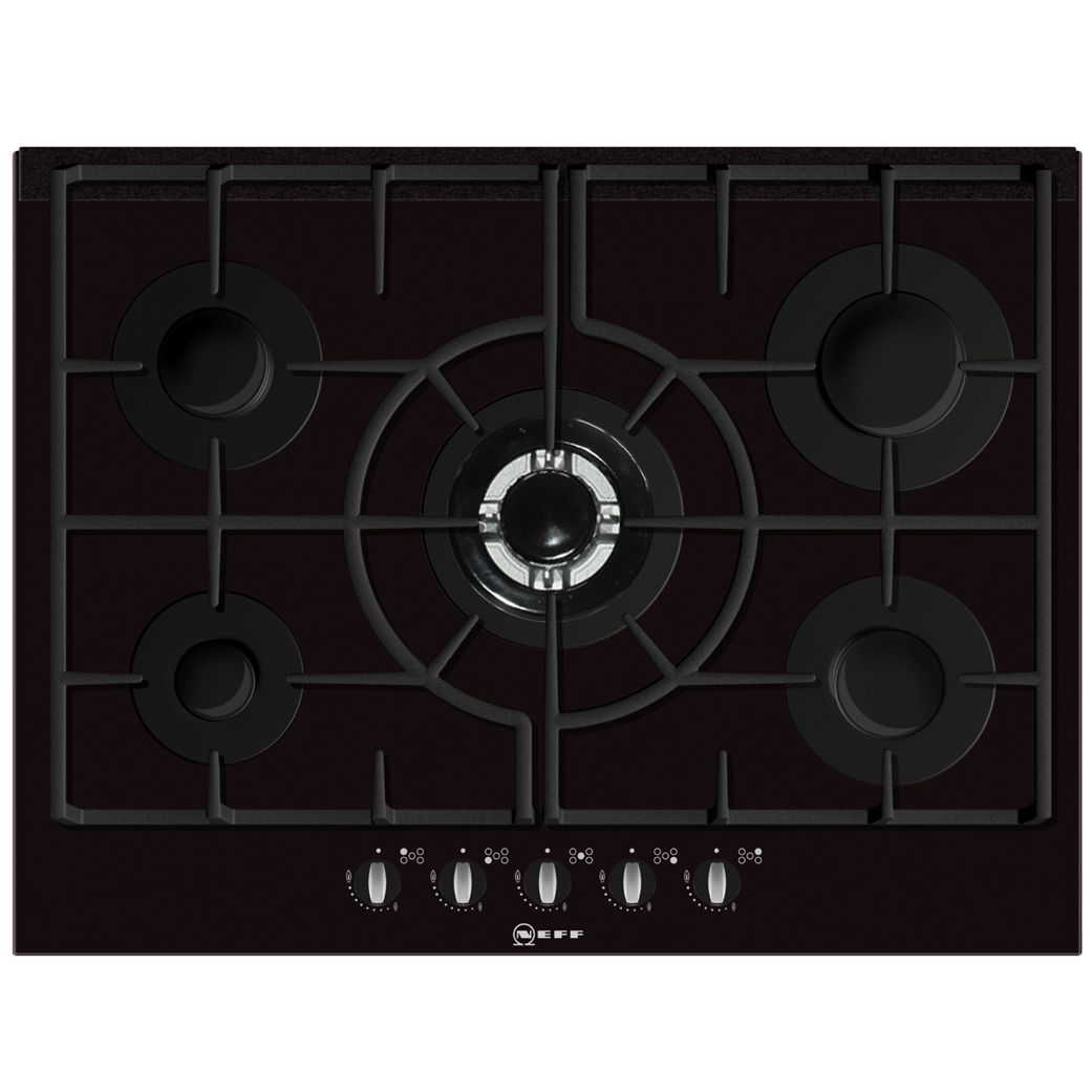 Neff T63S46S0 Gas Hob, Black at John Lewis