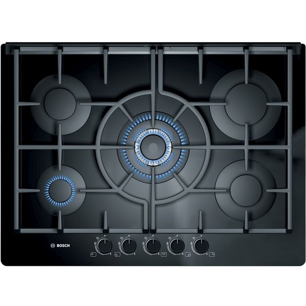 Bosch PPQ716B90E Gas Hob, Black at JohnLewis