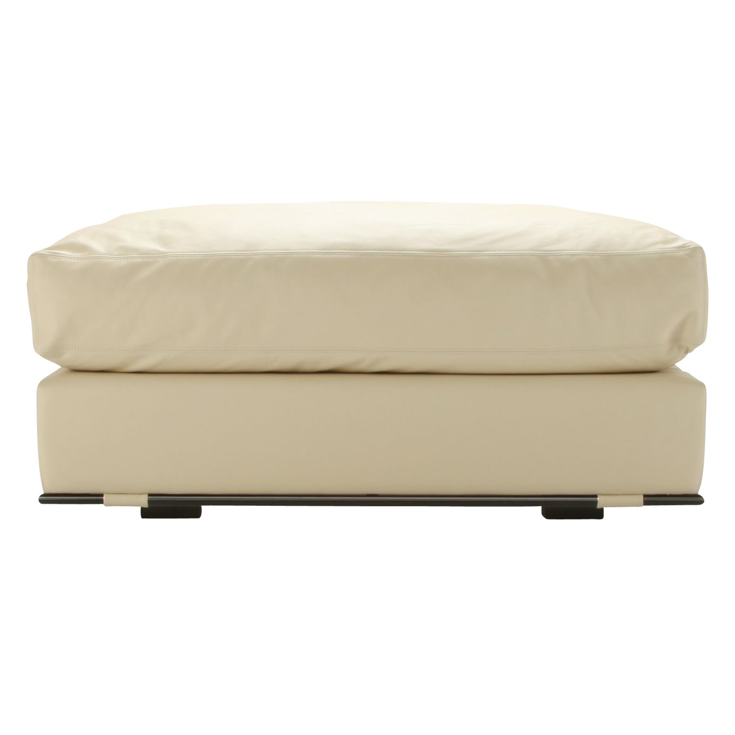 John Lewis Doona Leather Footstool, Ivory at John Lewis