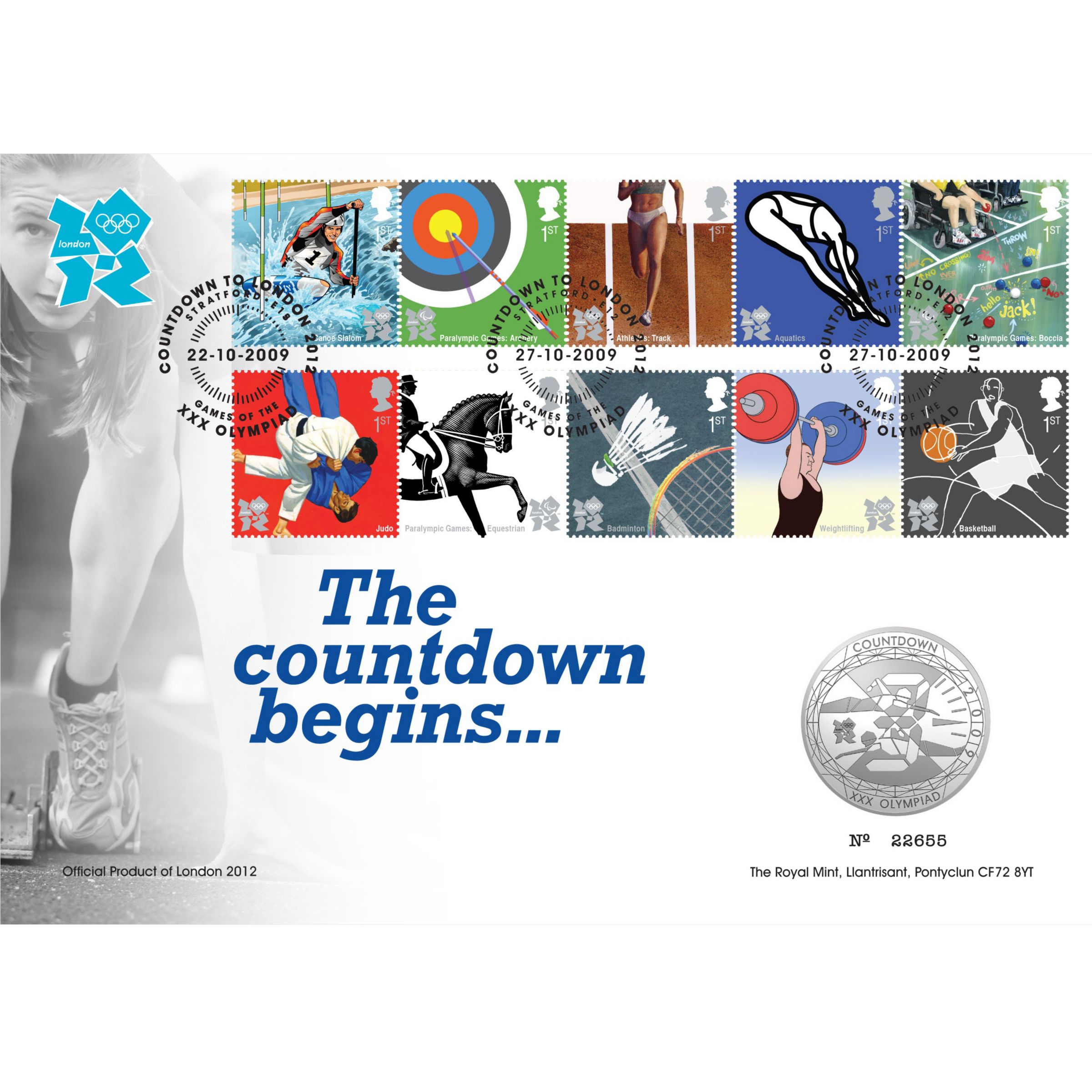 Royal Mail London 2012 Olympic and Paralympic Games Countdown Coin & Stamps, 3 Years