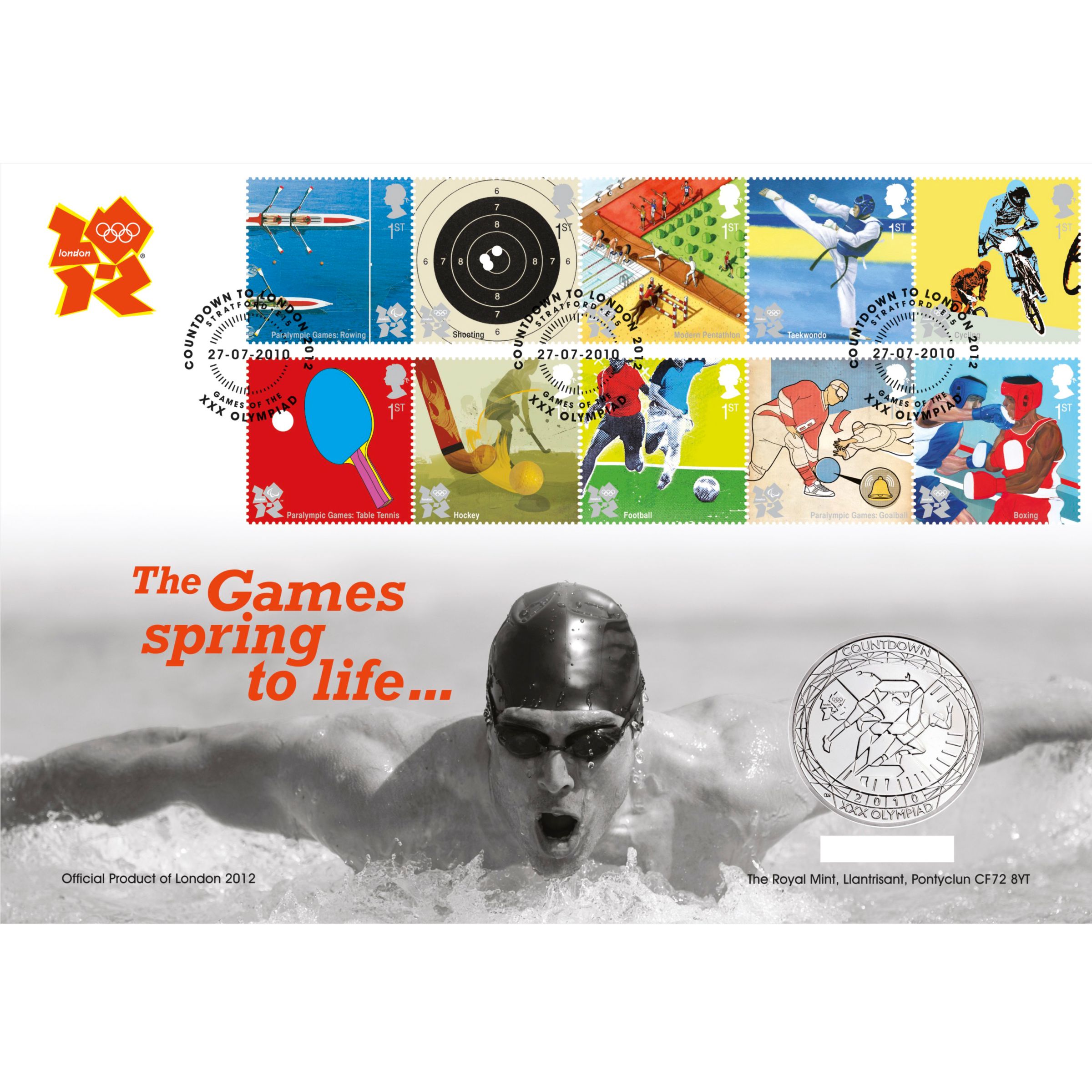 Royal Mail London 2012 Olympic and Paralympic Games Countdown Coin & Stamps, 2 Years