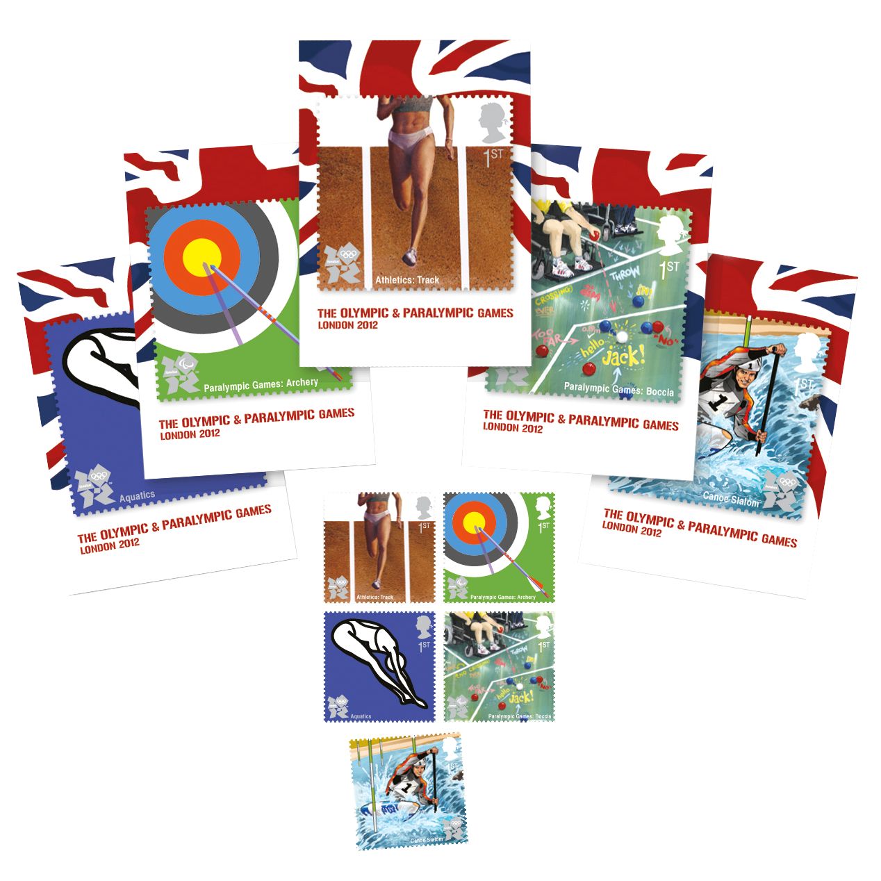 Royal Mail London 2012 Olympic and Paralympic Games Postcards & Stamps, Atheletics, Set of 5 