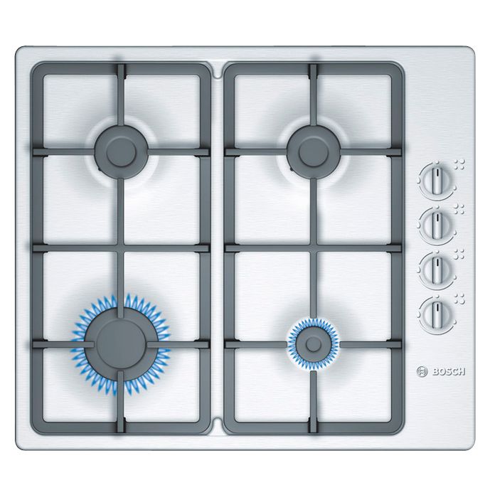 Bosch PBP615B90E Gas Hob, Silver at John Lewis