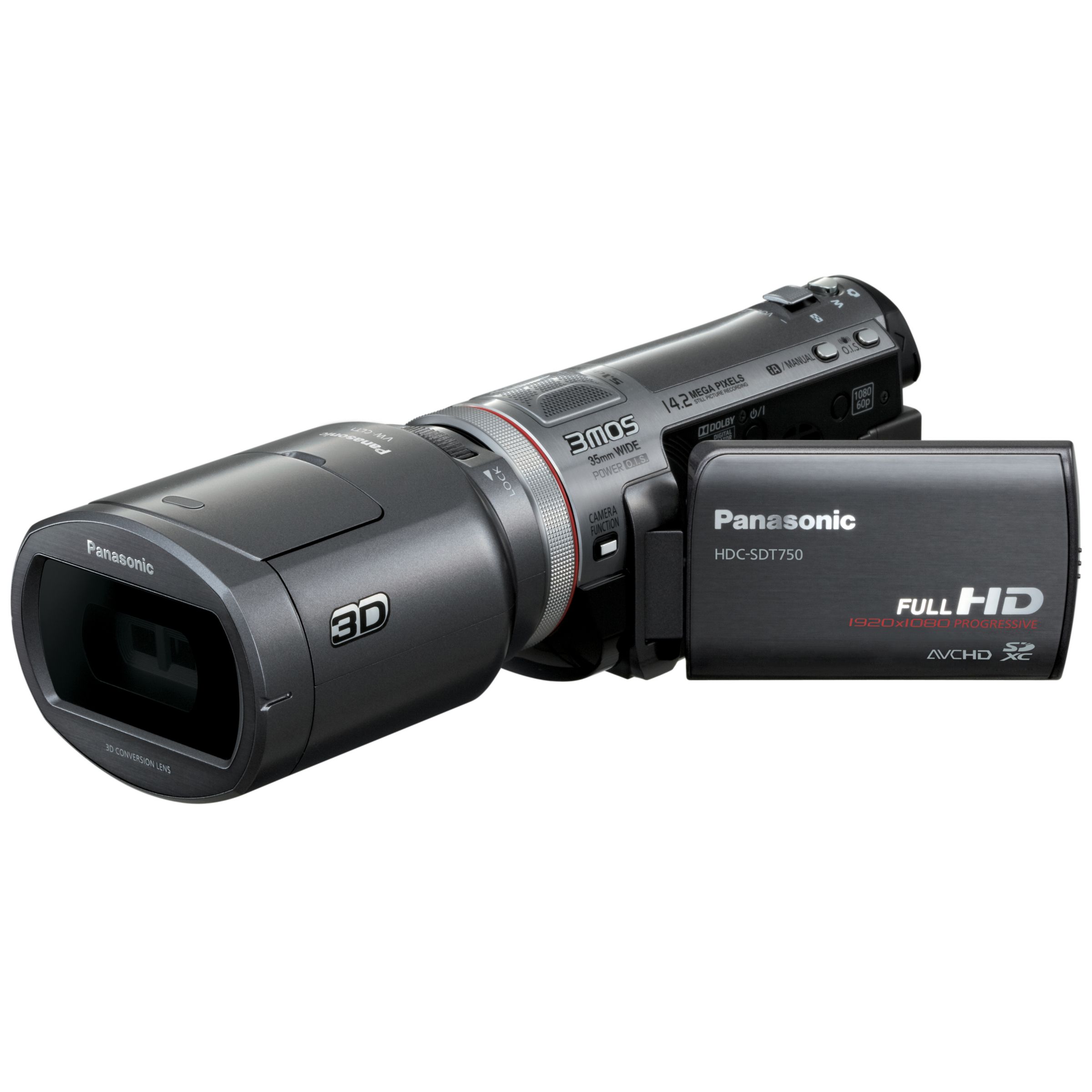 Panasonic HDC-SDT750 3D High Definition SD Camcorder, Black at John Lewis