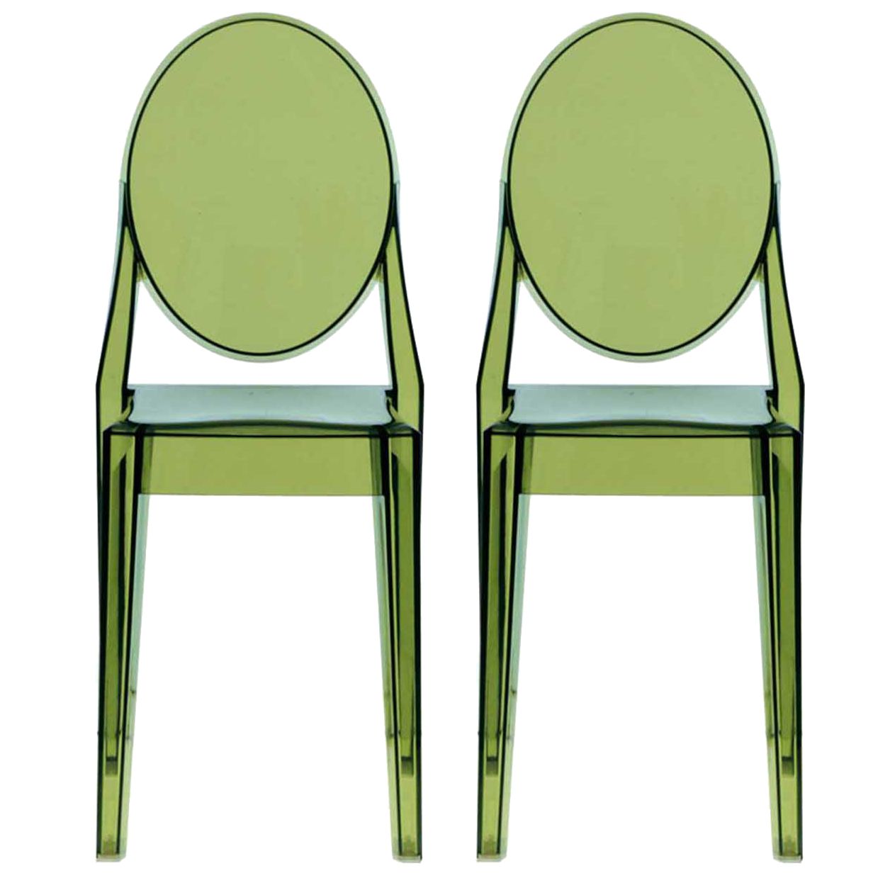 Philippe Starck for Kartell Victoria Ghost Chair, Green, Pair at John Lewis
