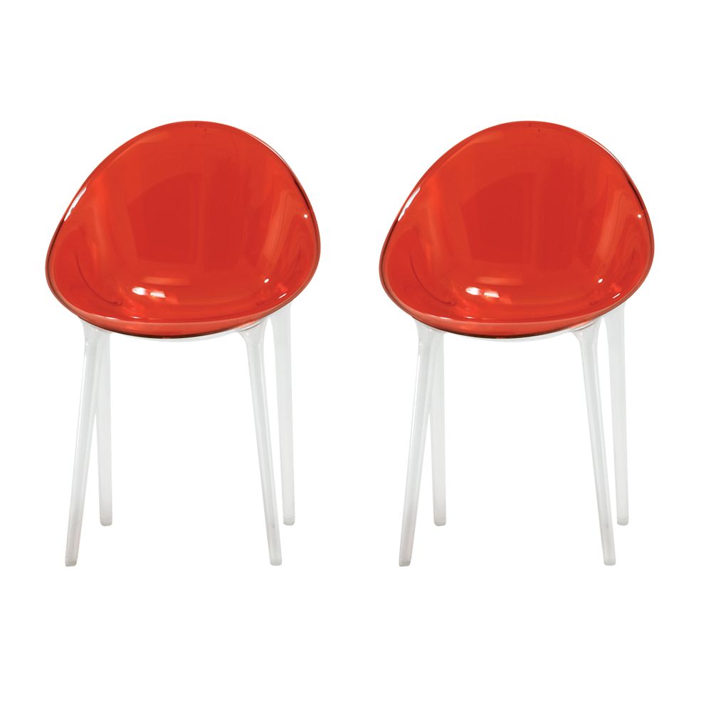 Philippe Starck for Kartell Mr.Impossible Chair, Red / Orange, Pair at John Lewis