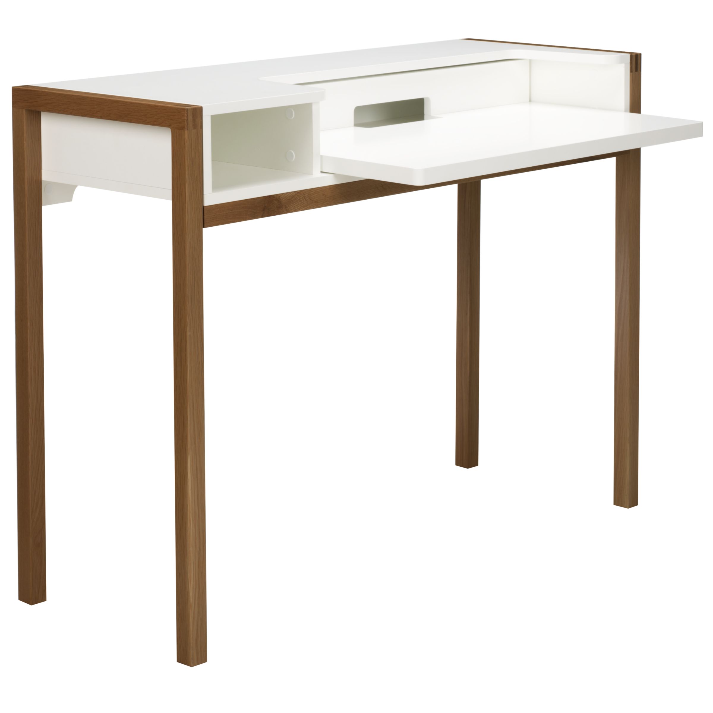 John Lewis Farringdon Desk, White / Oak at John Lewis