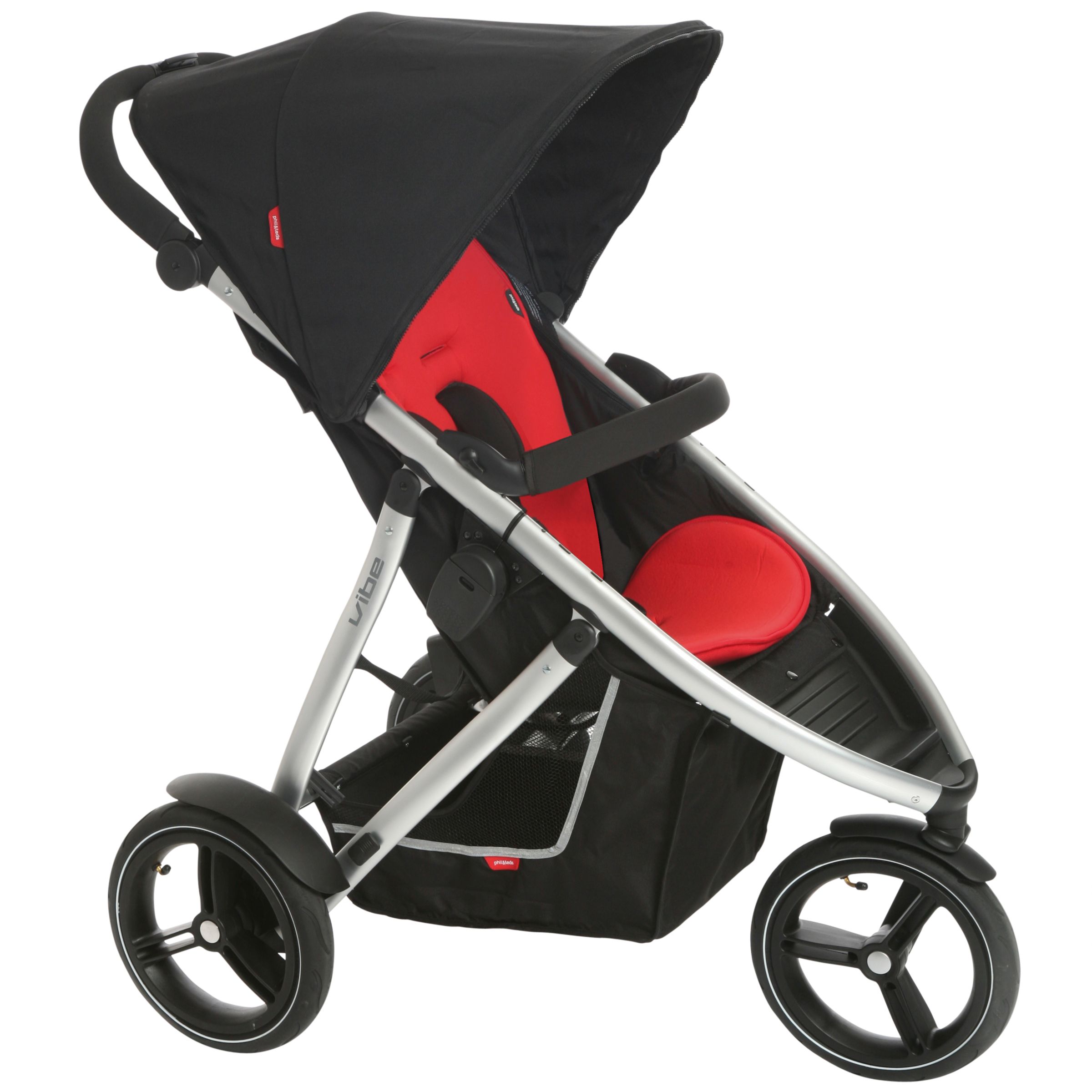 Phil & Teds Vibe 2 Wheel Pushchair, Black/Red at John Lewis