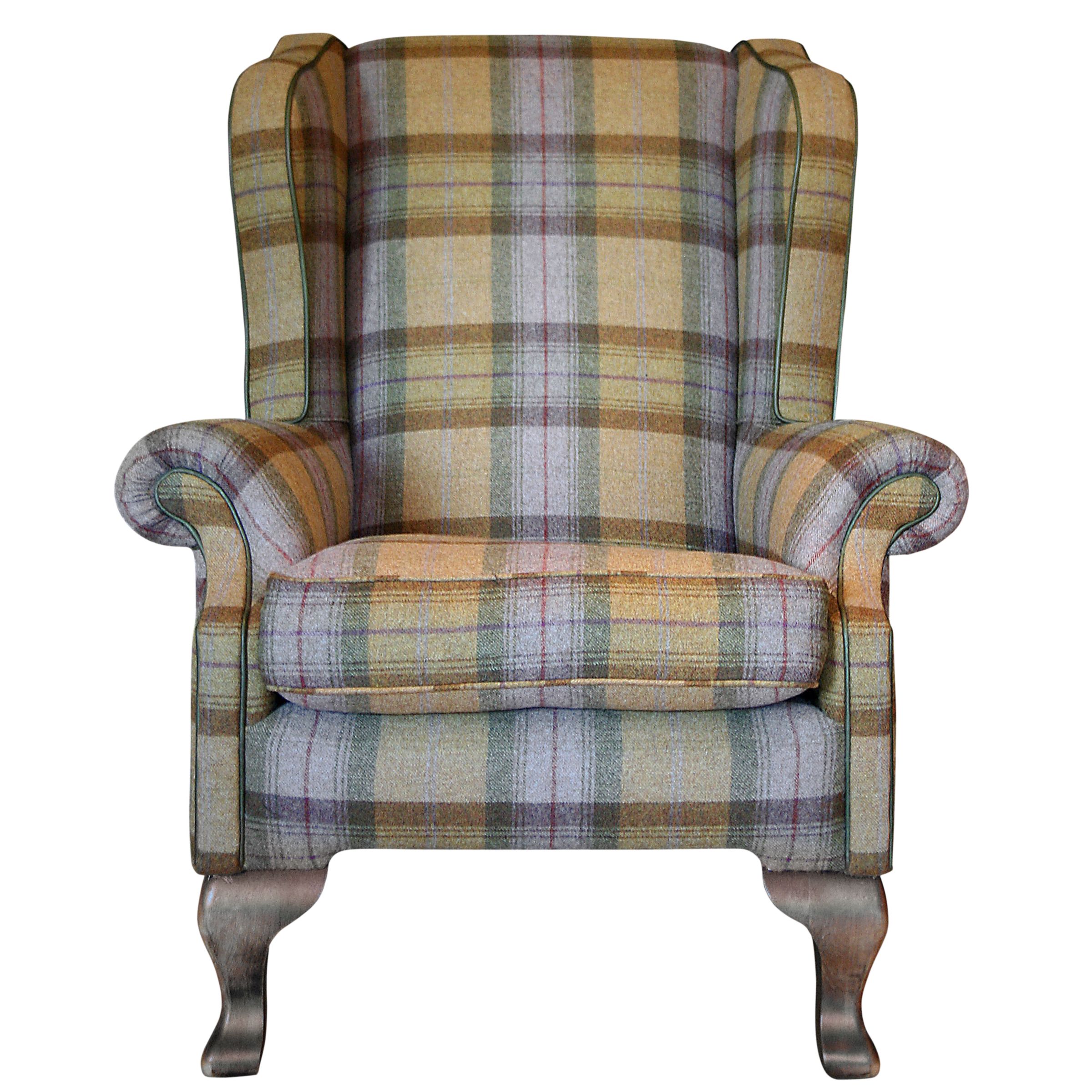 John Lewis Compton Wing Chair, Plaid Gold at John Lewis