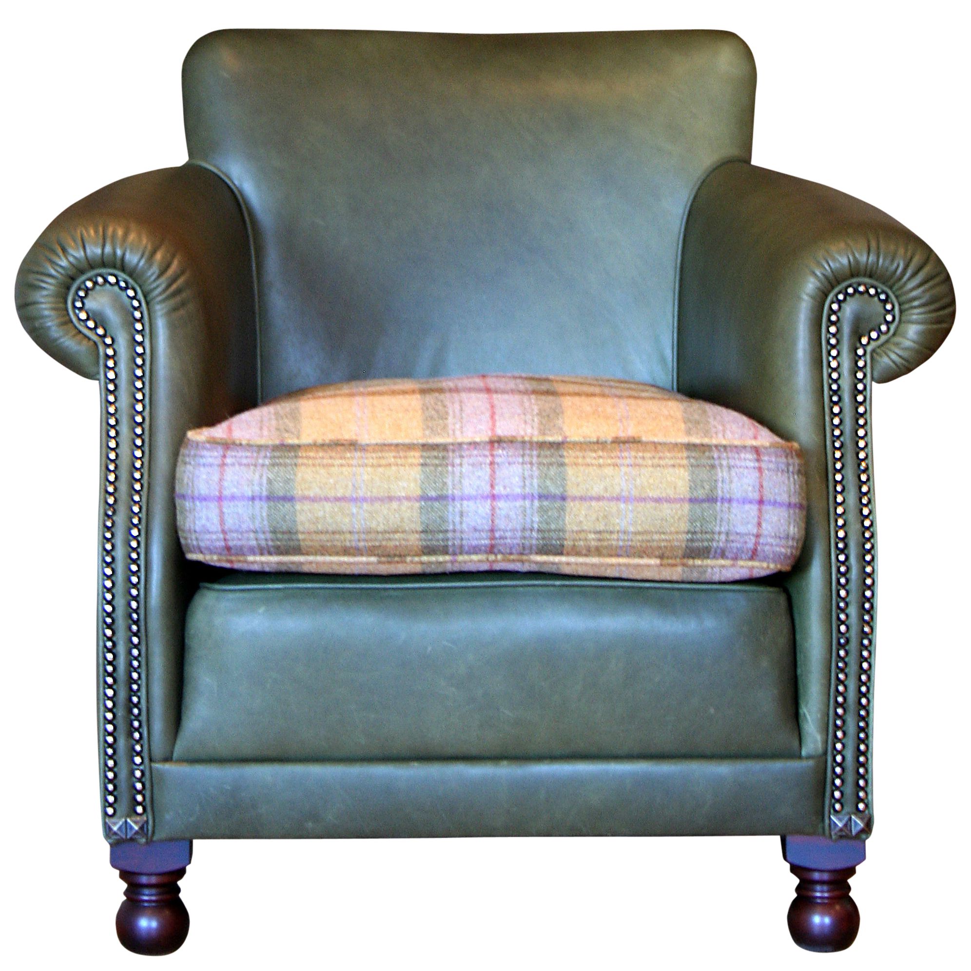 John Lewis Keats Club Chair, Plaid Gold / Moss at John Lewis