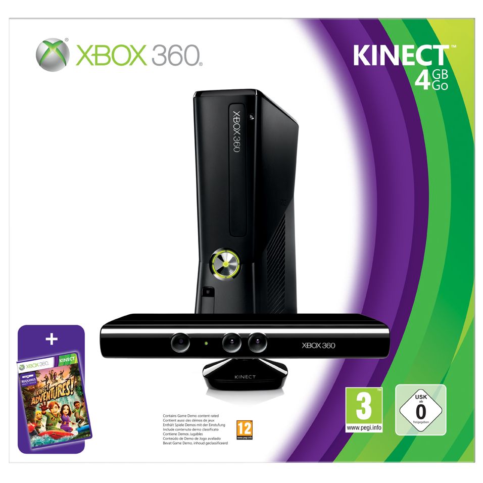 Microsoft Xbox 360 S 4GB Console with Kinect Controller at John Lewis