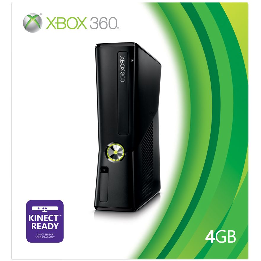 Microsoft Xbox 360 S 4GB Console with Kinect Sensor, Kinectimals, Joyride, Gunstringer and TV Clamp