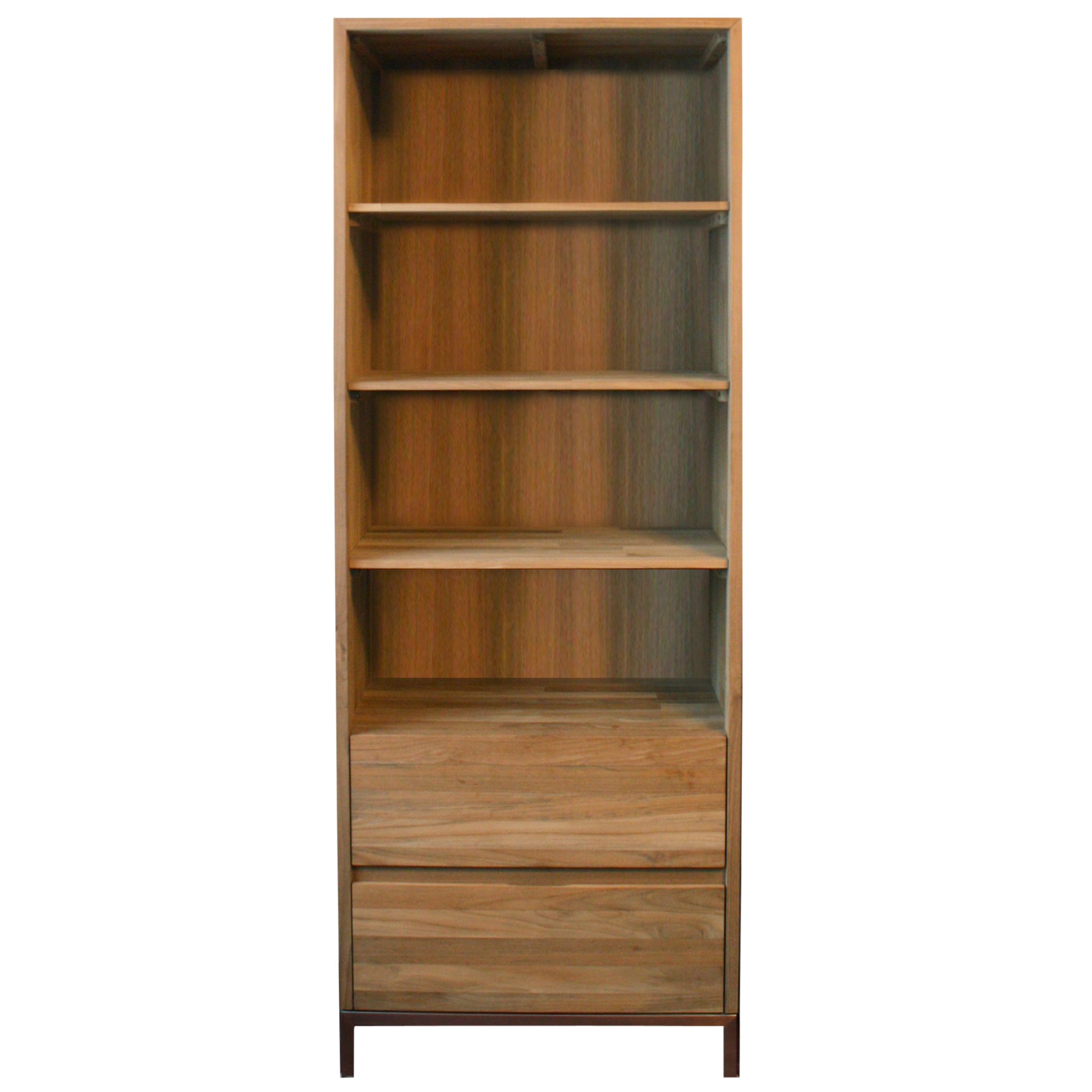 John Lewis Teakery Single Bookcase with 2 Drawers