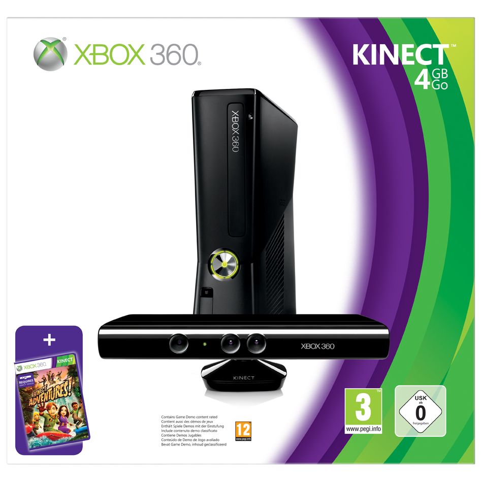 Microsoft Xbox 360 S 4GB Console with Kinect Controller, Joyride & Dance Central Games at John Lewis