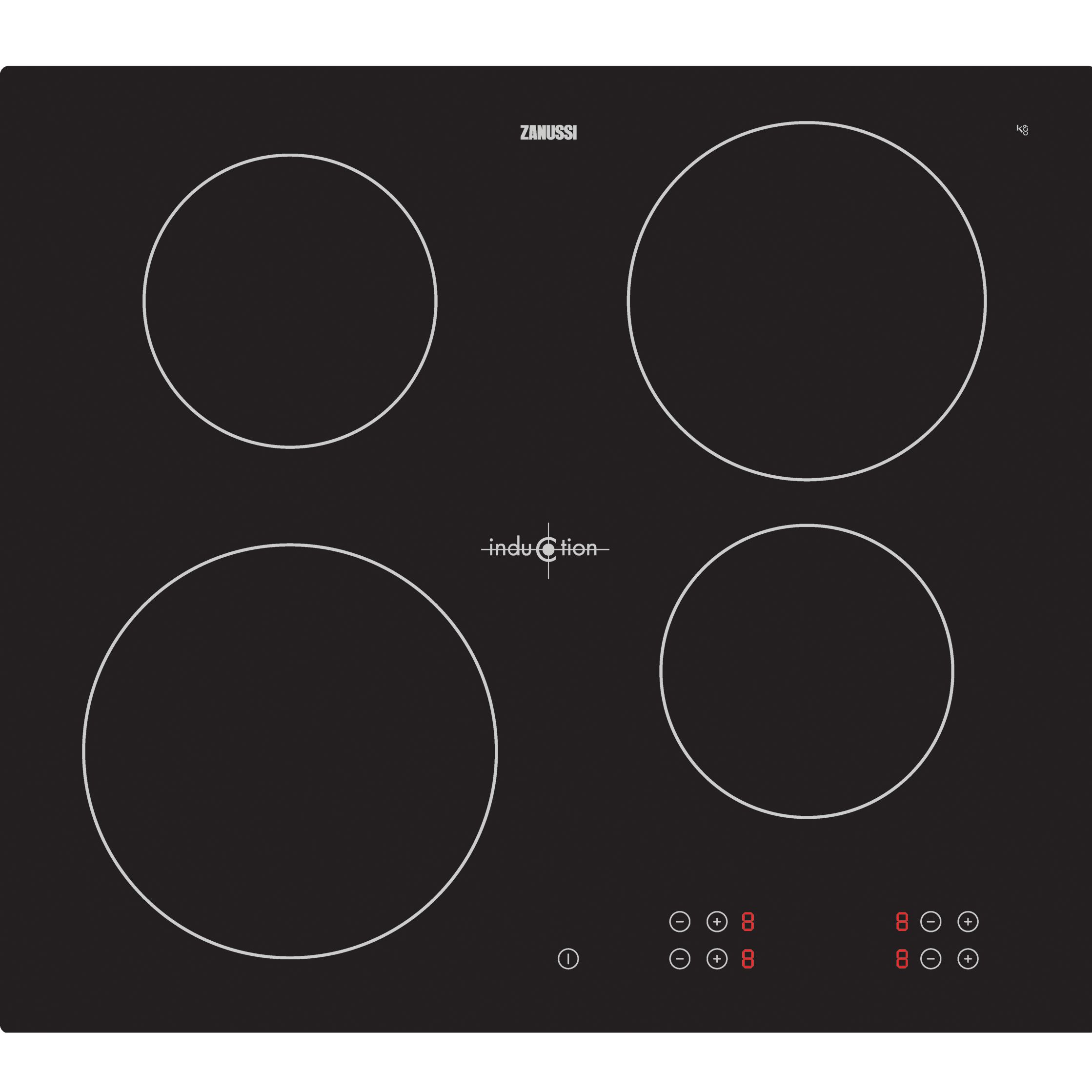 Zanussi ZIE6004F Ceramic Induction Hob, Black at John Lewis