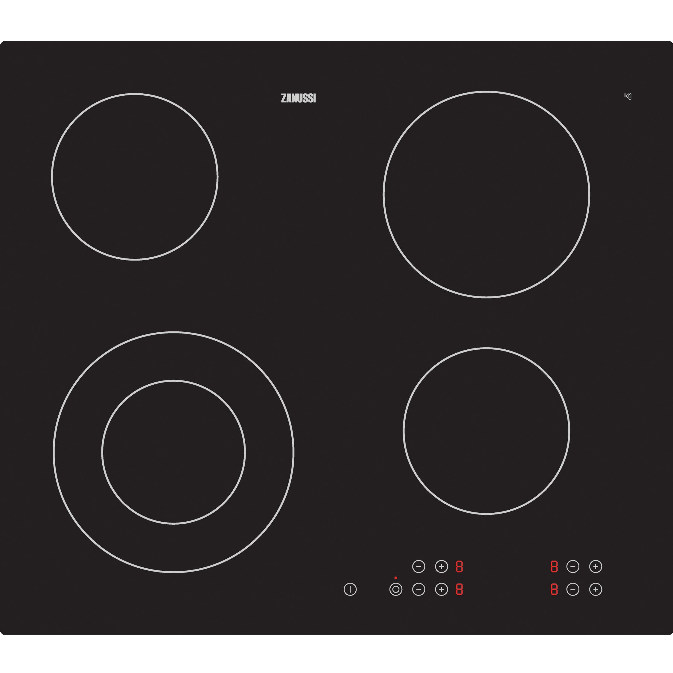 Zanussi ZVE6004F Ceramic Hob, Black at John Lewis