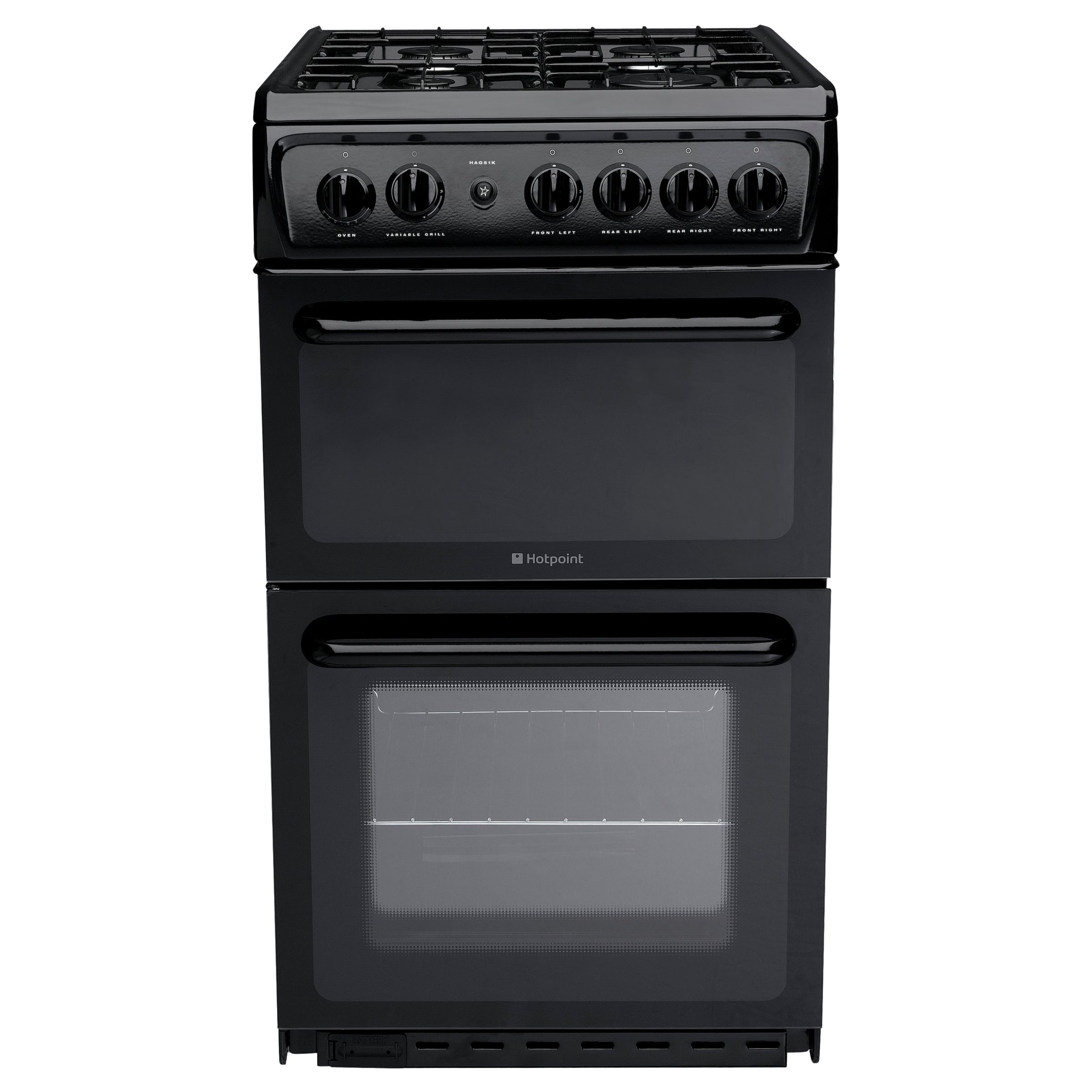 Hotpoint HAG51K Gas Cooker, Black at John Lewis