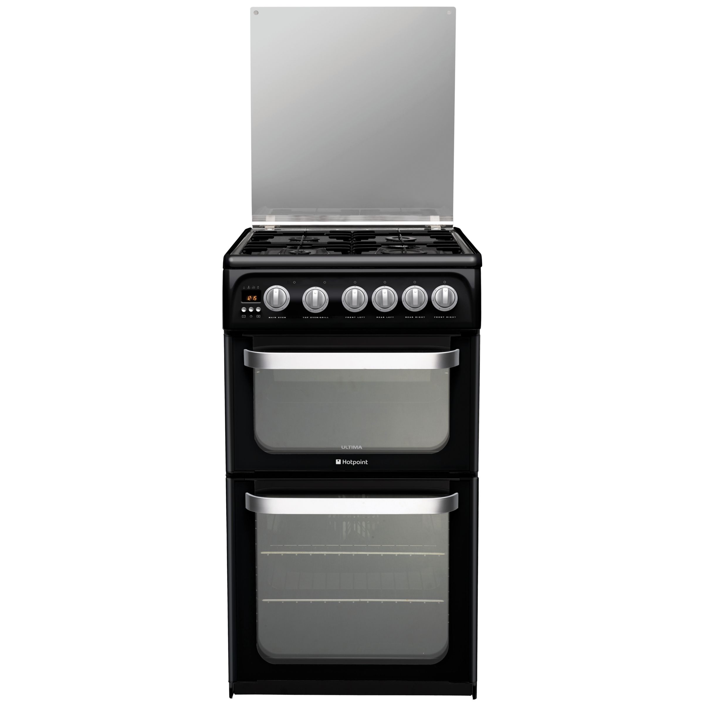 Hotpoint Ultima HUG52K Gas Cooker, Black at JohnLewis