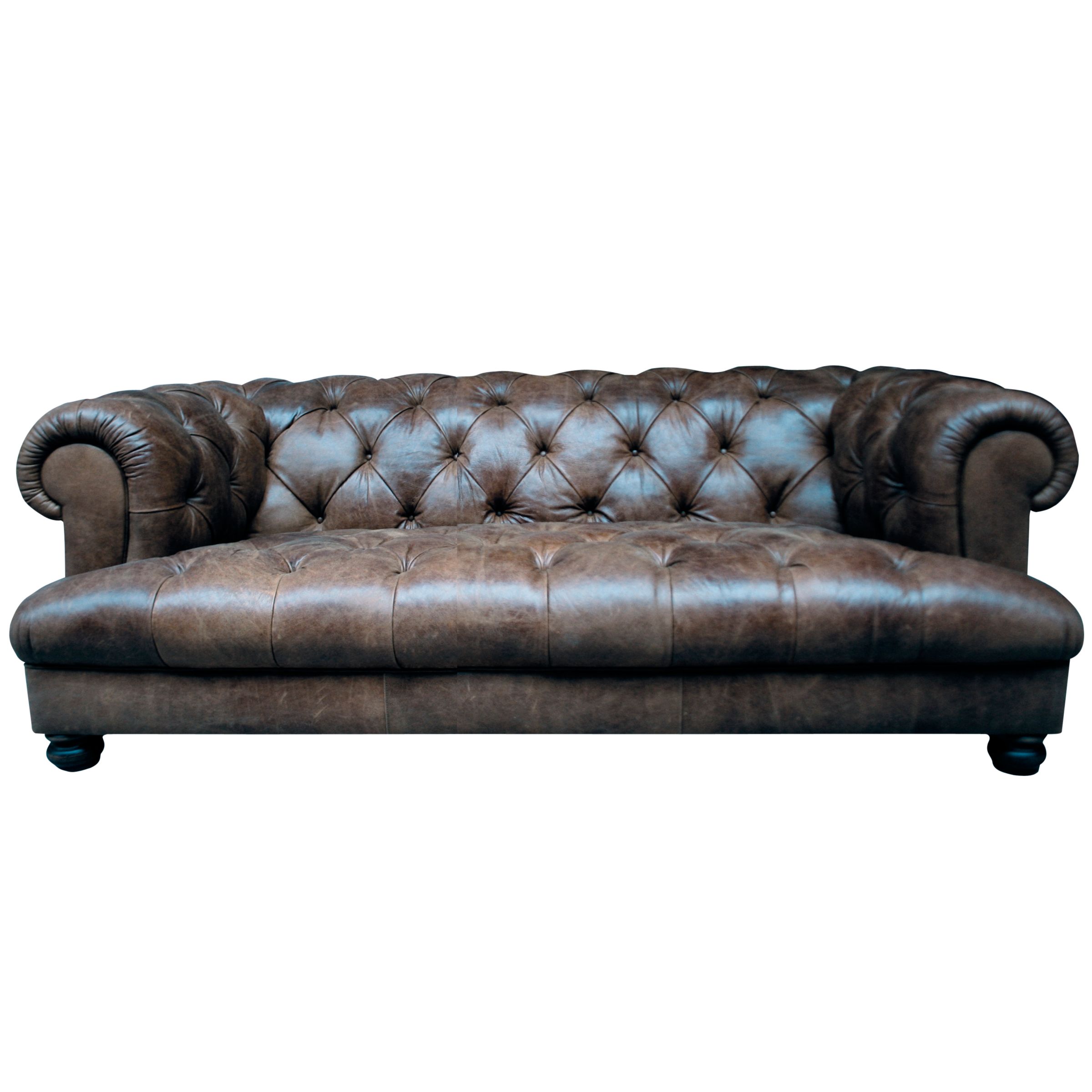 John Lewis Drummond Grand Leather Sofa, Outback Hide, Brown at John Lewis
