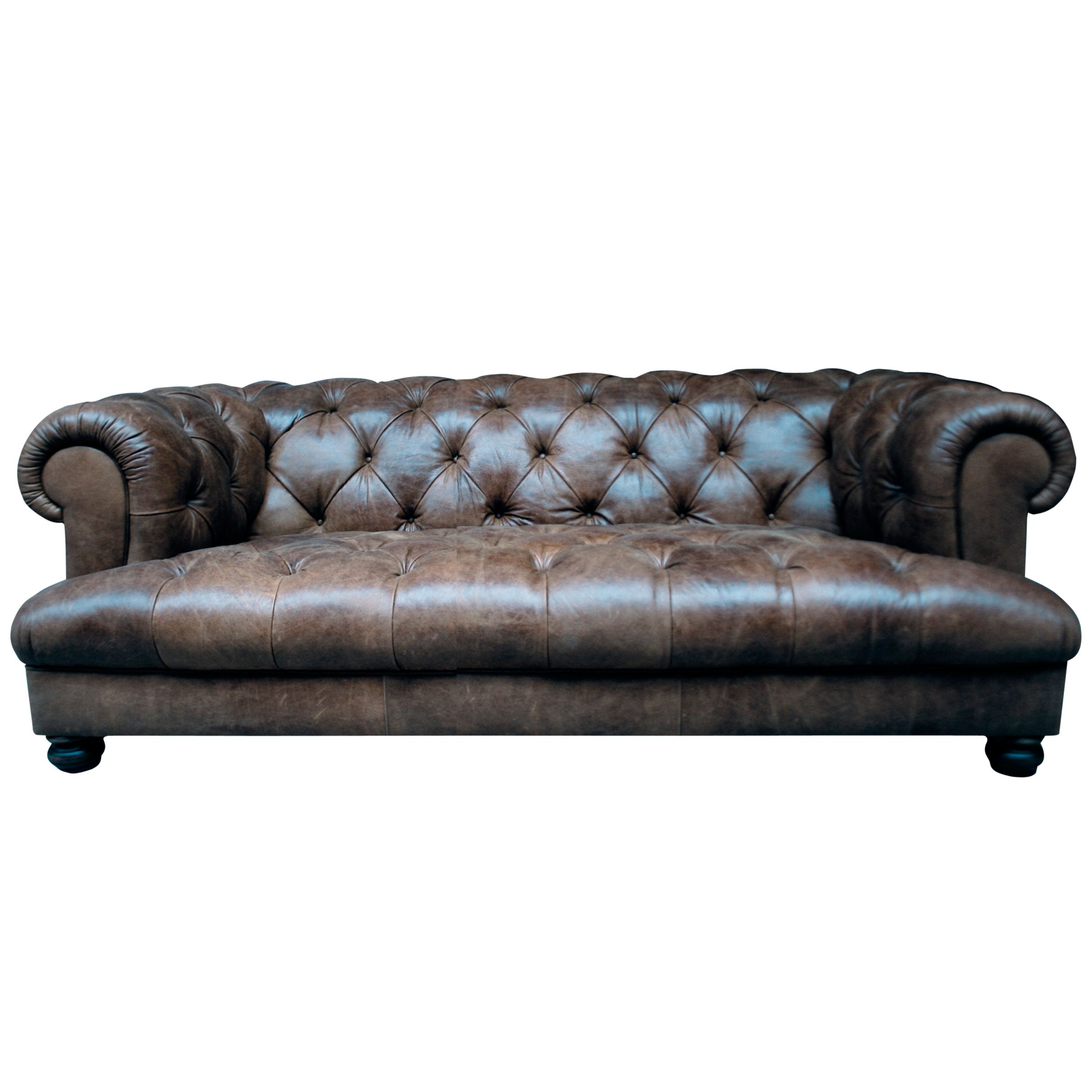 John Lewis Drummond Large Leather Sofa, Outback Hide, Brown at JohnLewis