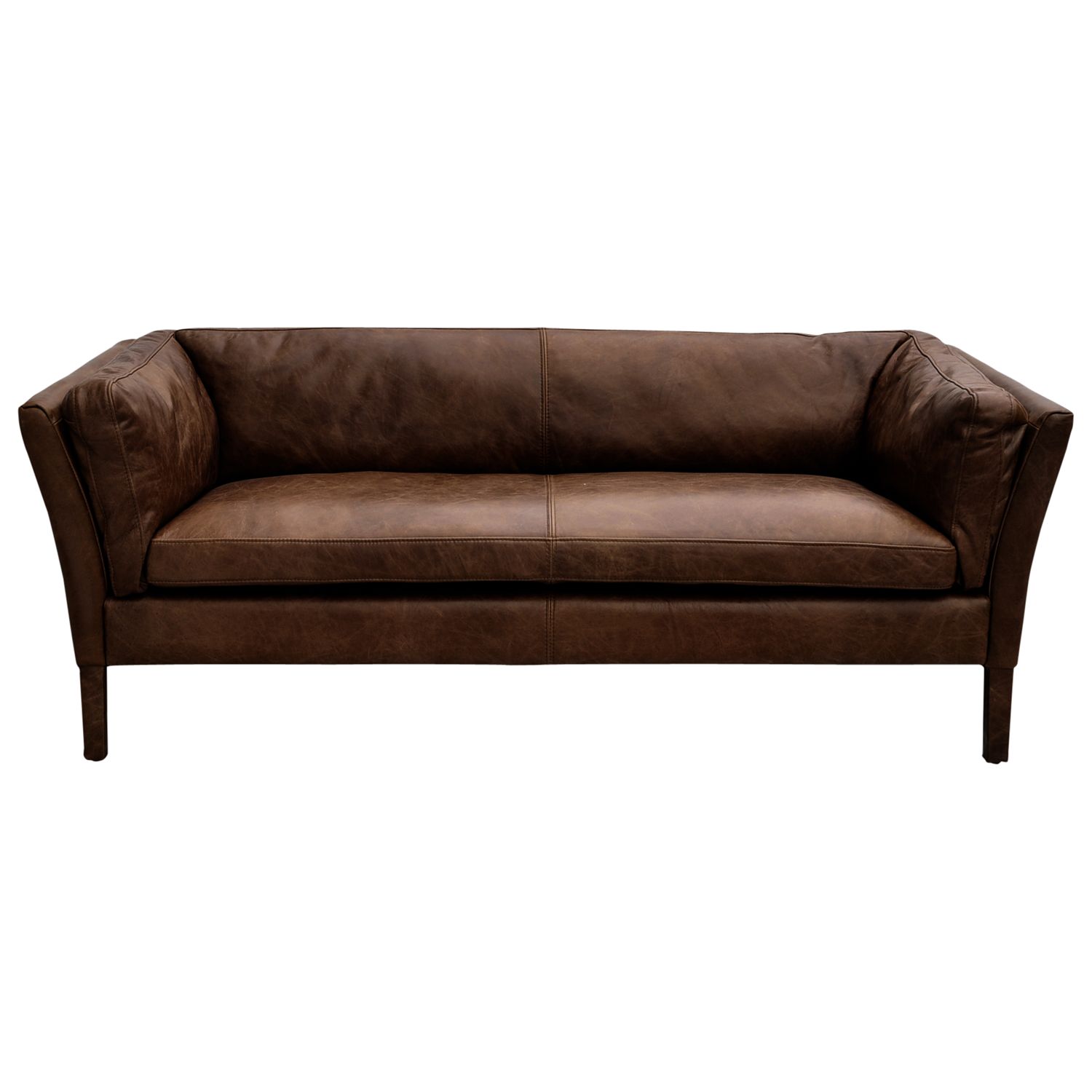 John Lewis Groucho Medium Leather Sofa, Cocoa at John Lewis
