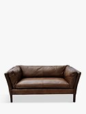 John Lewis Groucho Small Leather Sofa, Cocoa, width 152cm