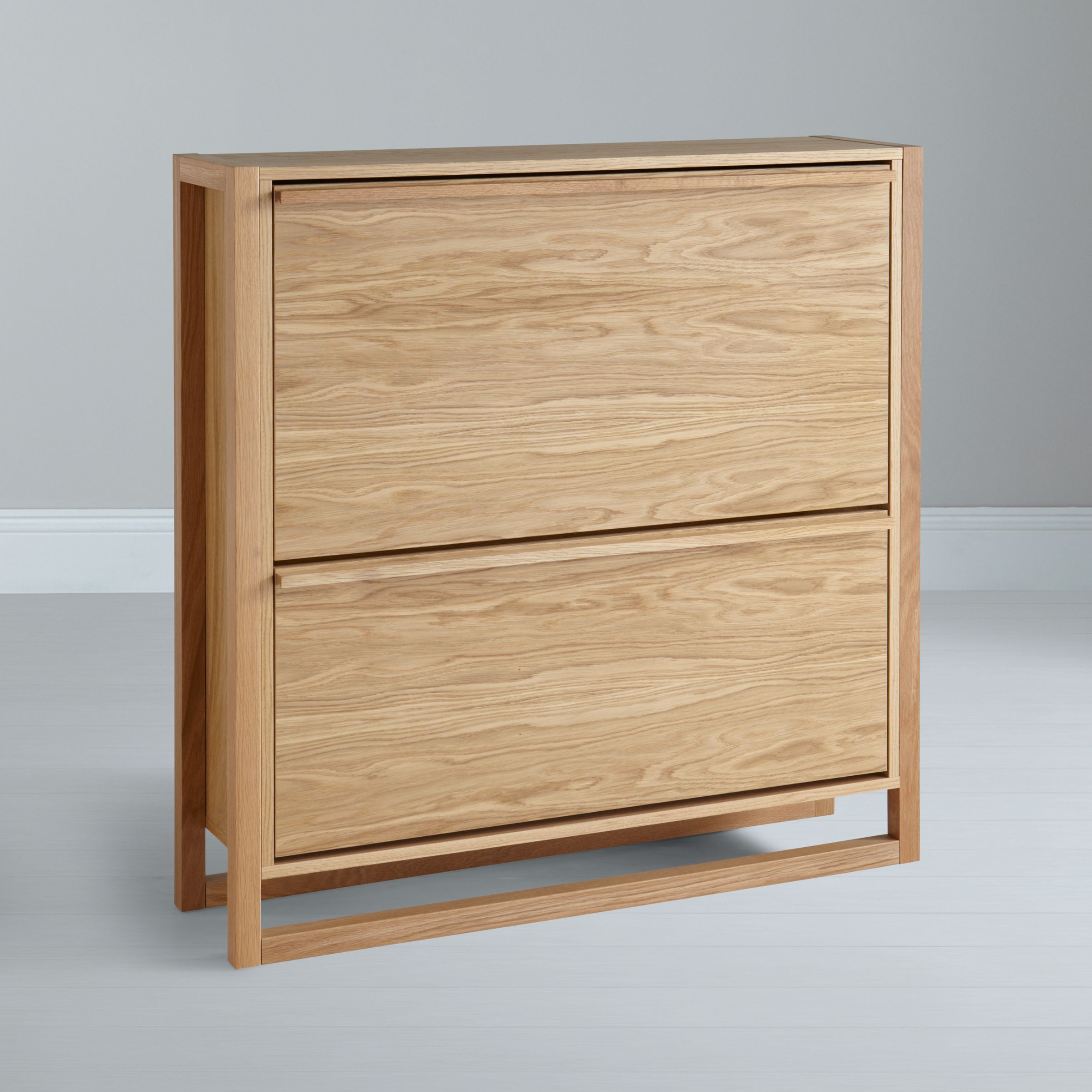 John Lewis Low Shoe Storage Cabinet, Oak at JohnLewis