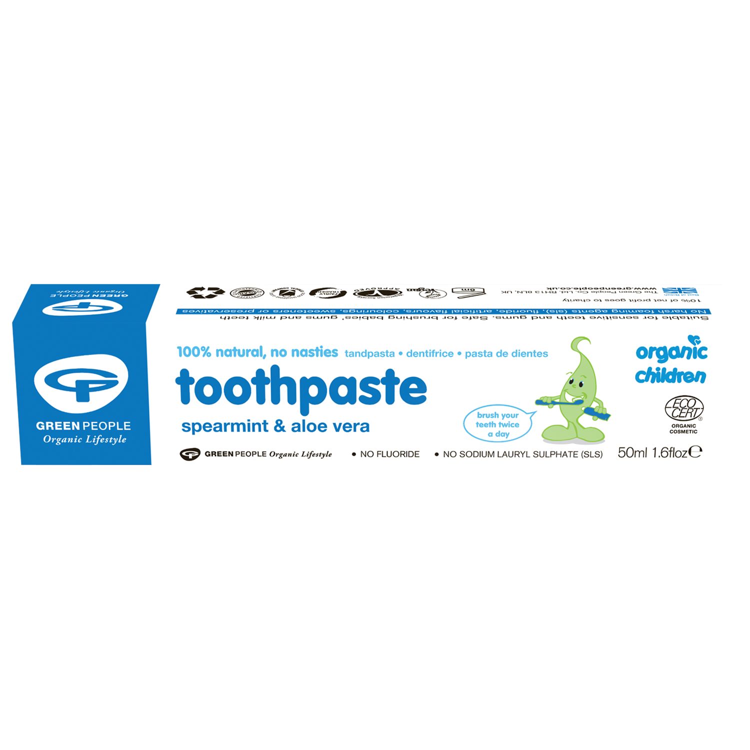 Organic Baby Spearmint and Aloe Vera Toothpaste, 50ml