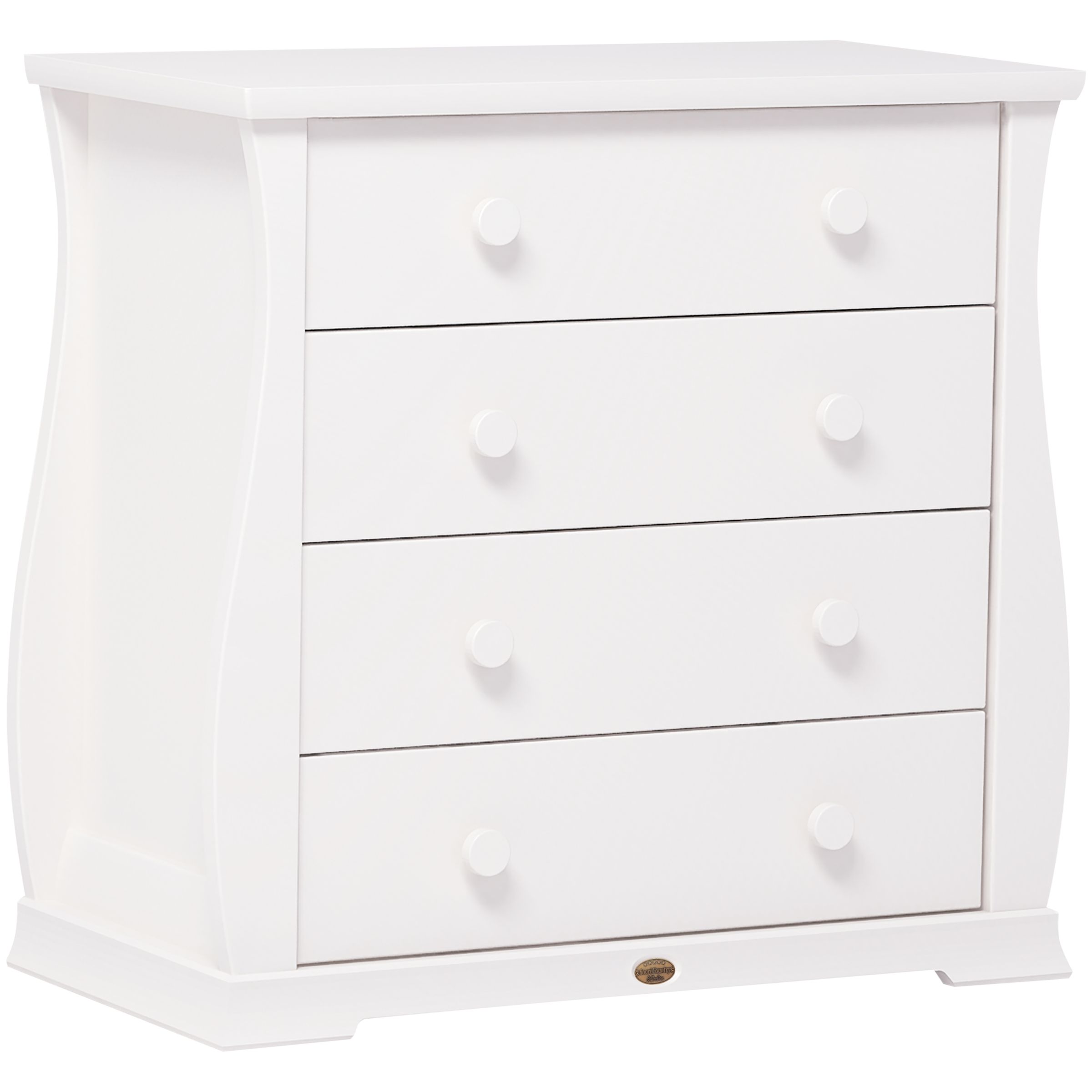 Sleigh 4 Drawer Chest, White