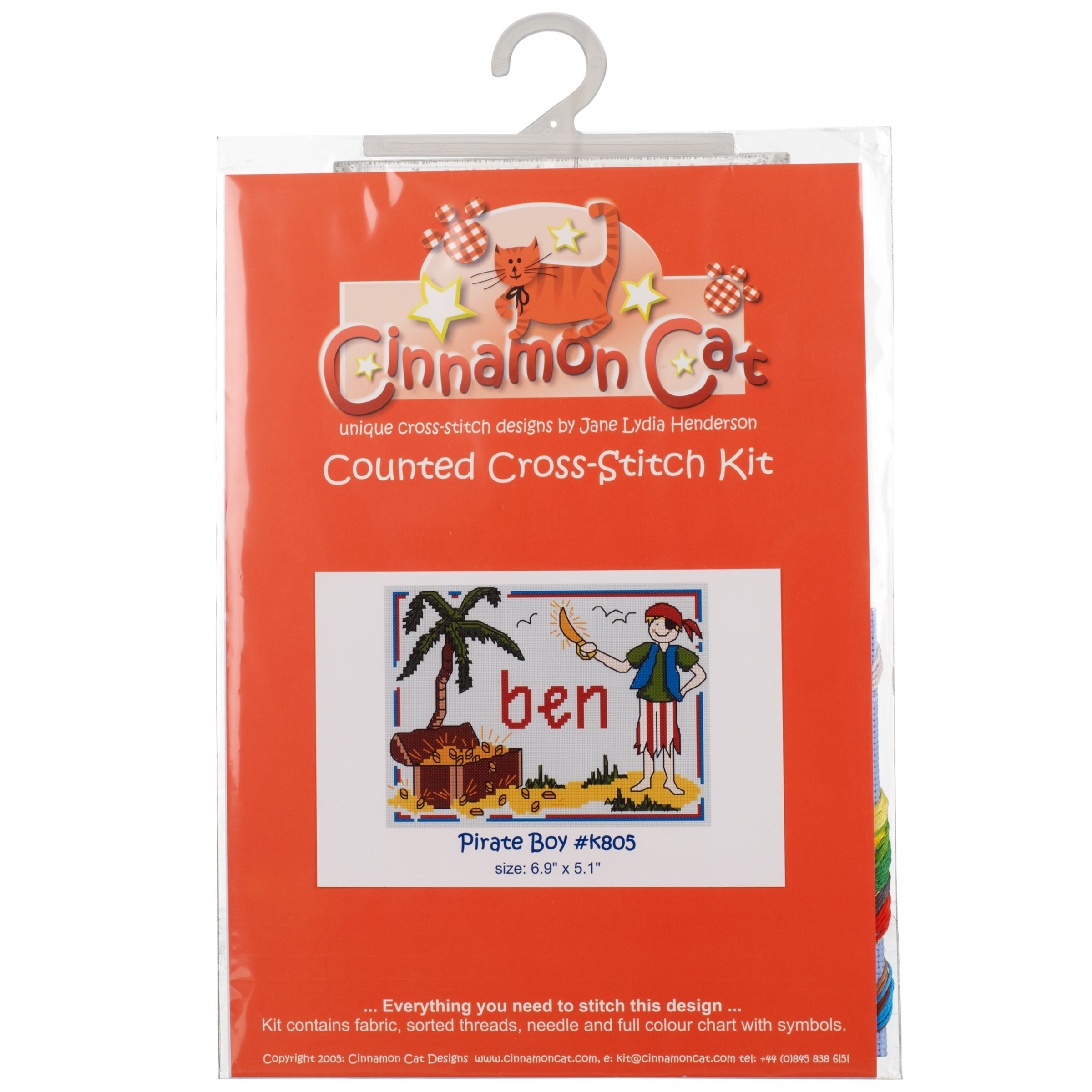 Cinnamon Cat Pirate Counted Cross-Stitch Kit