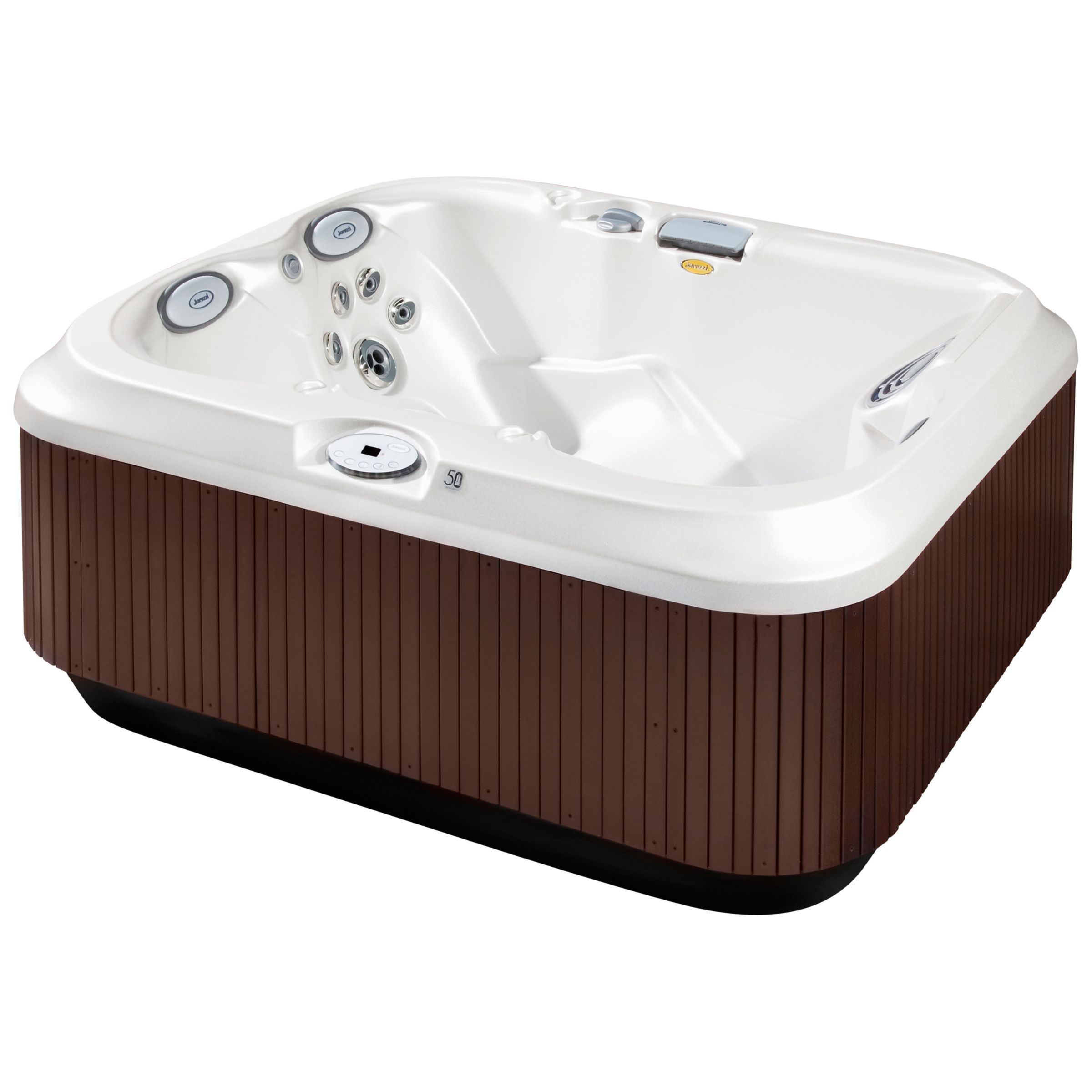 Jacuzzi UK Duo Outdoor Hot Tub, Silver Pearl Acrylic / Roast Chestnut Cabinet at John Lewis