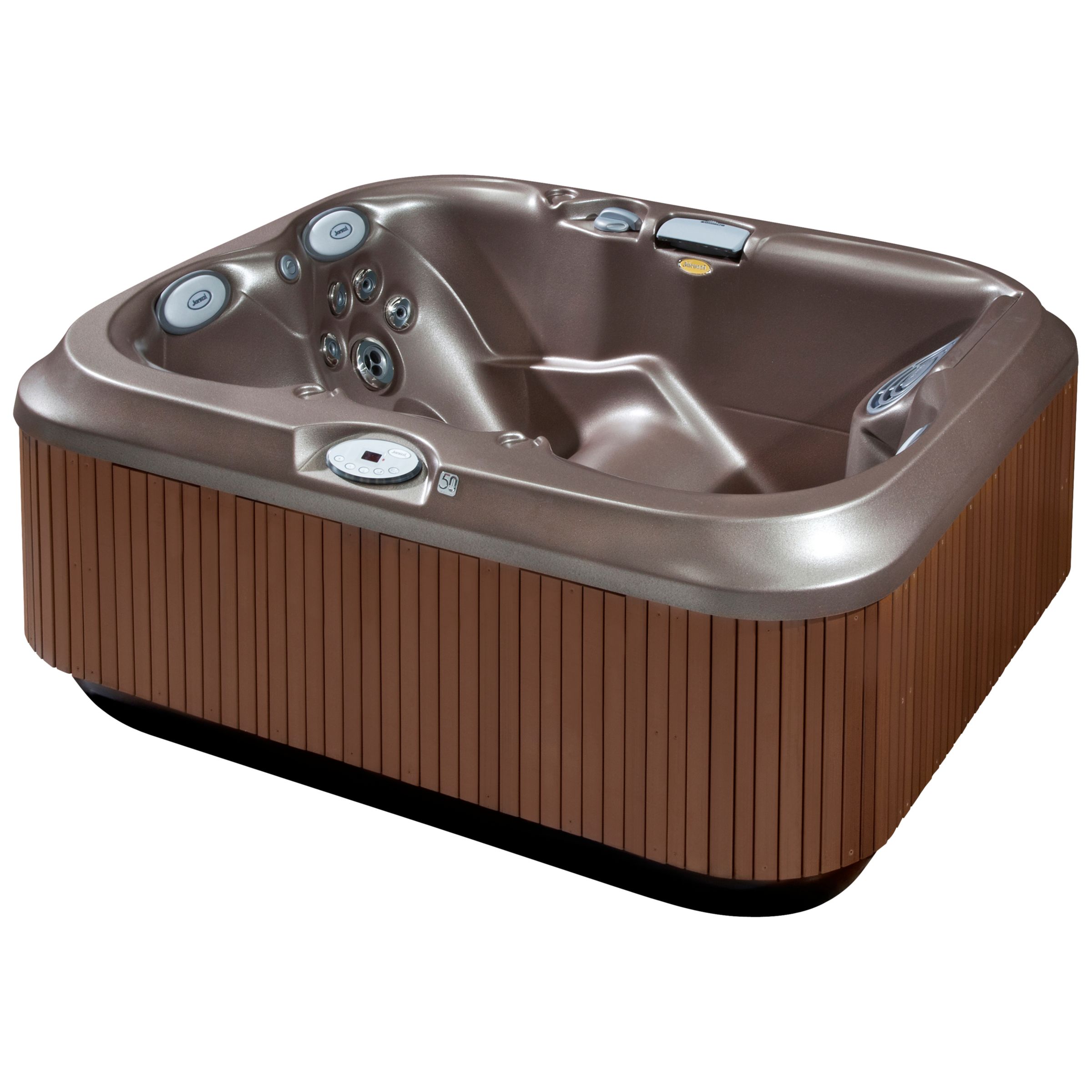 Jacuzzi UK Duo Outdoor Hot Tub, Sand Acrylic / Teak Cabinet at John Lewis