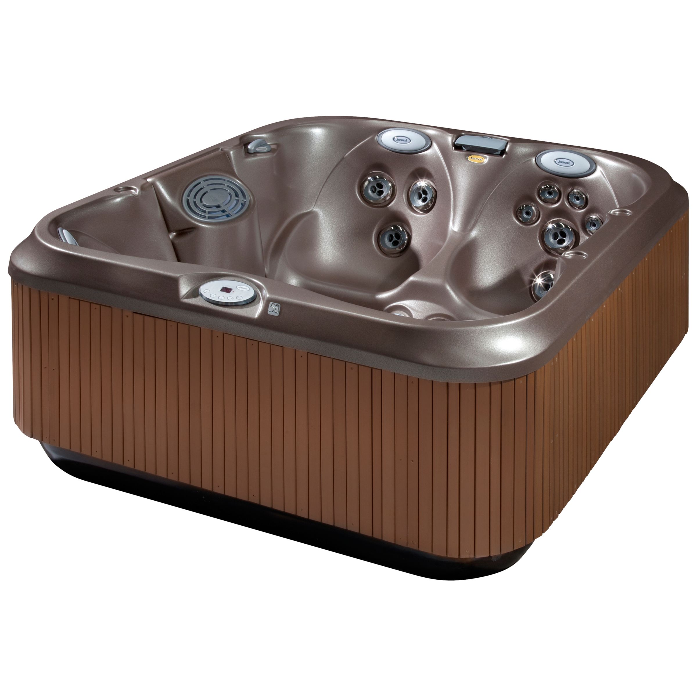 Jacuzzi UK Family Outdoor Hot Tub, Sand Acrylic / Teak Cabinet at John Lewis
