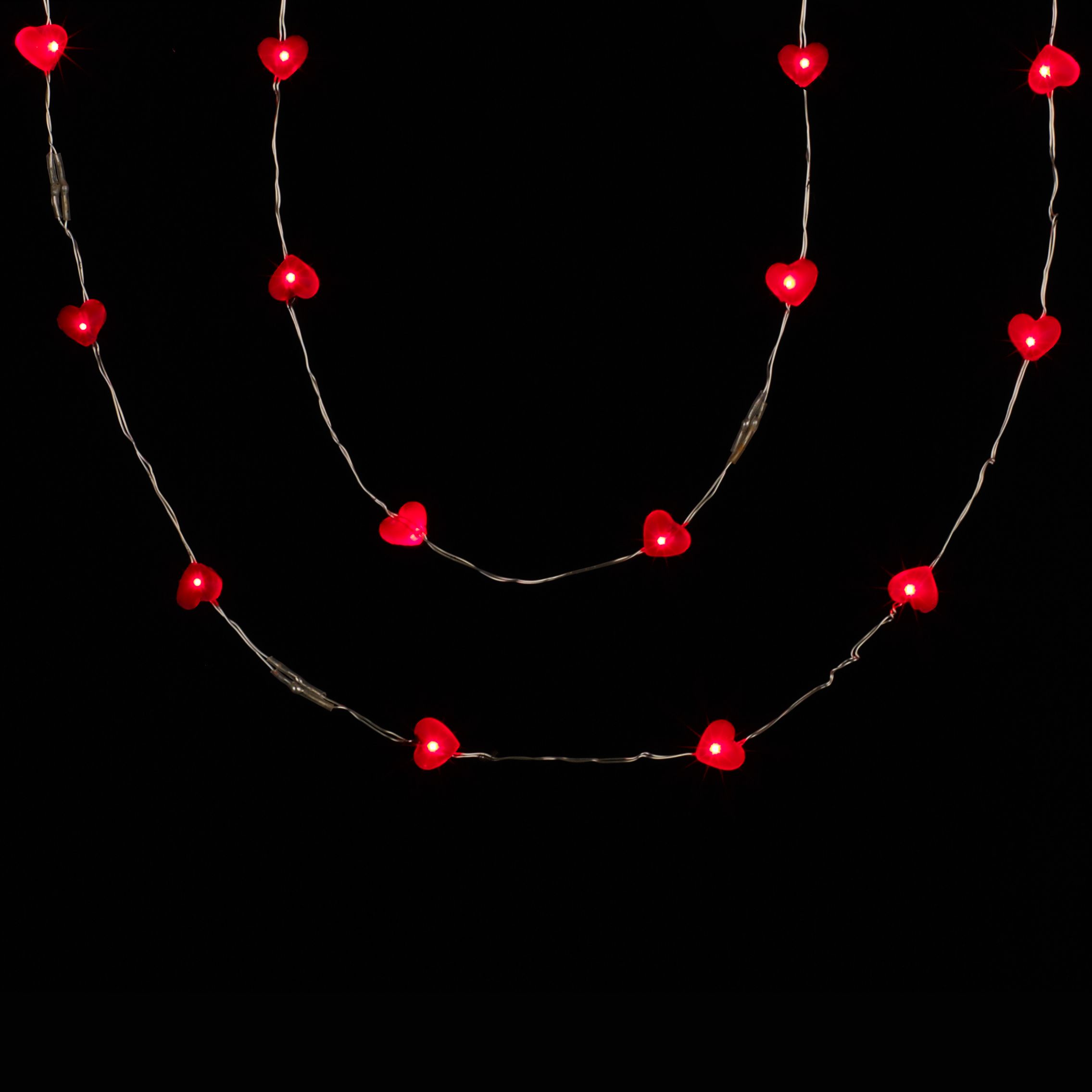 John Lewis LED Fine Wire Fairy Lights, Red Heart, x20