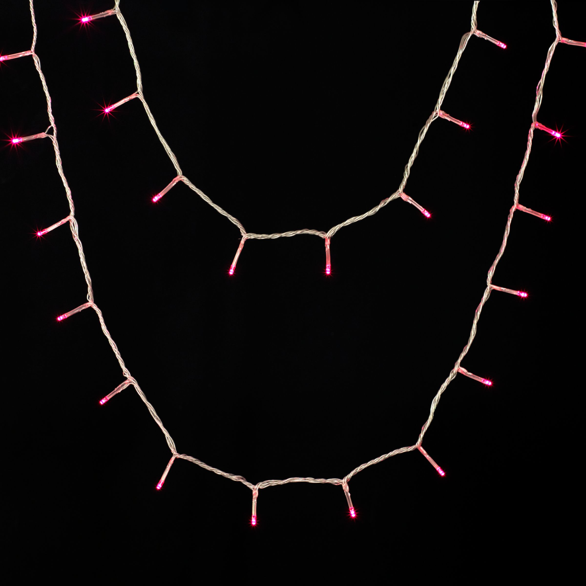John Lewis Battery LED Multi Effect Fairy Lights, Pink, x25