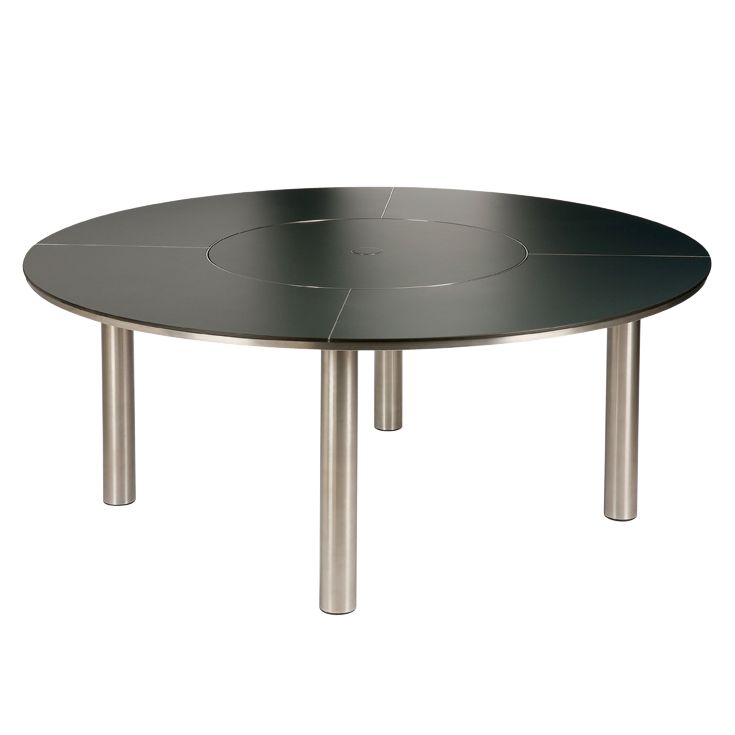 Barlow Tyrie Equinox Round 6 Seater Outdoor Dining Table with Lazy Susan, Stainless Steel