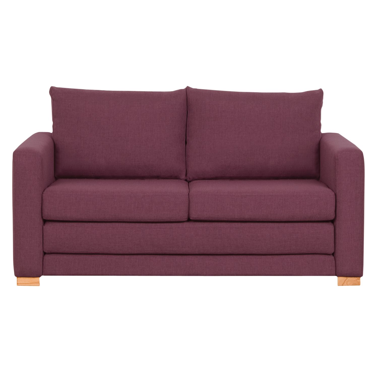 John Lewis Maisie Small Sofa Bed, Damson / Light Leg, width 142cm