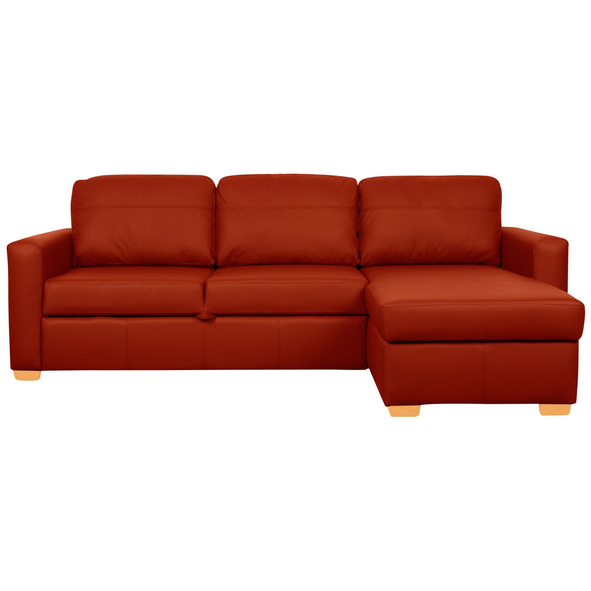 John Lewis Sacha Platform Bed, Madras Chilli Leather / Light Leg at JohnLewis