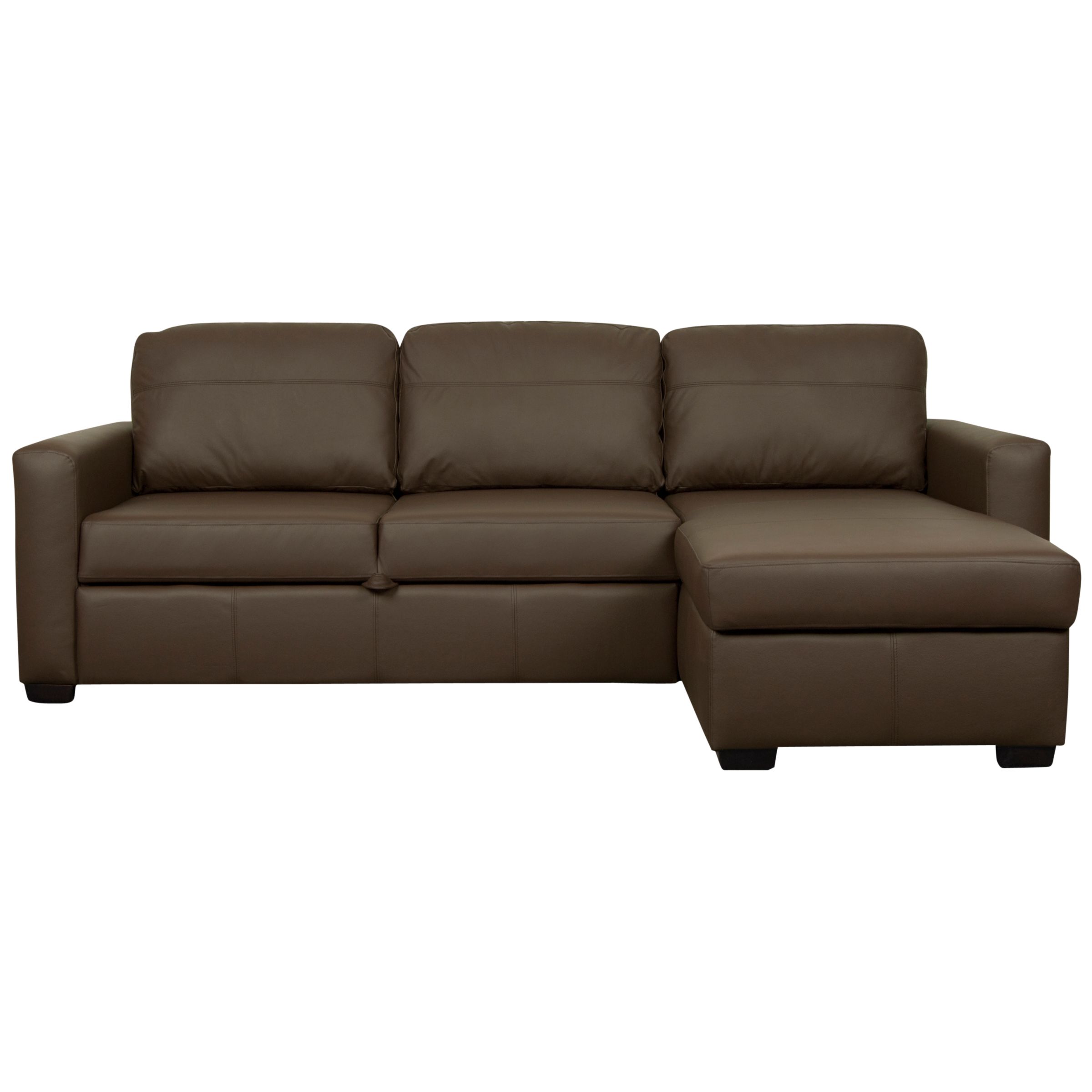 John Lewis Sacha Platform Sofabed, Madras Chocolate Leather / Dark Leg at John Lewis
